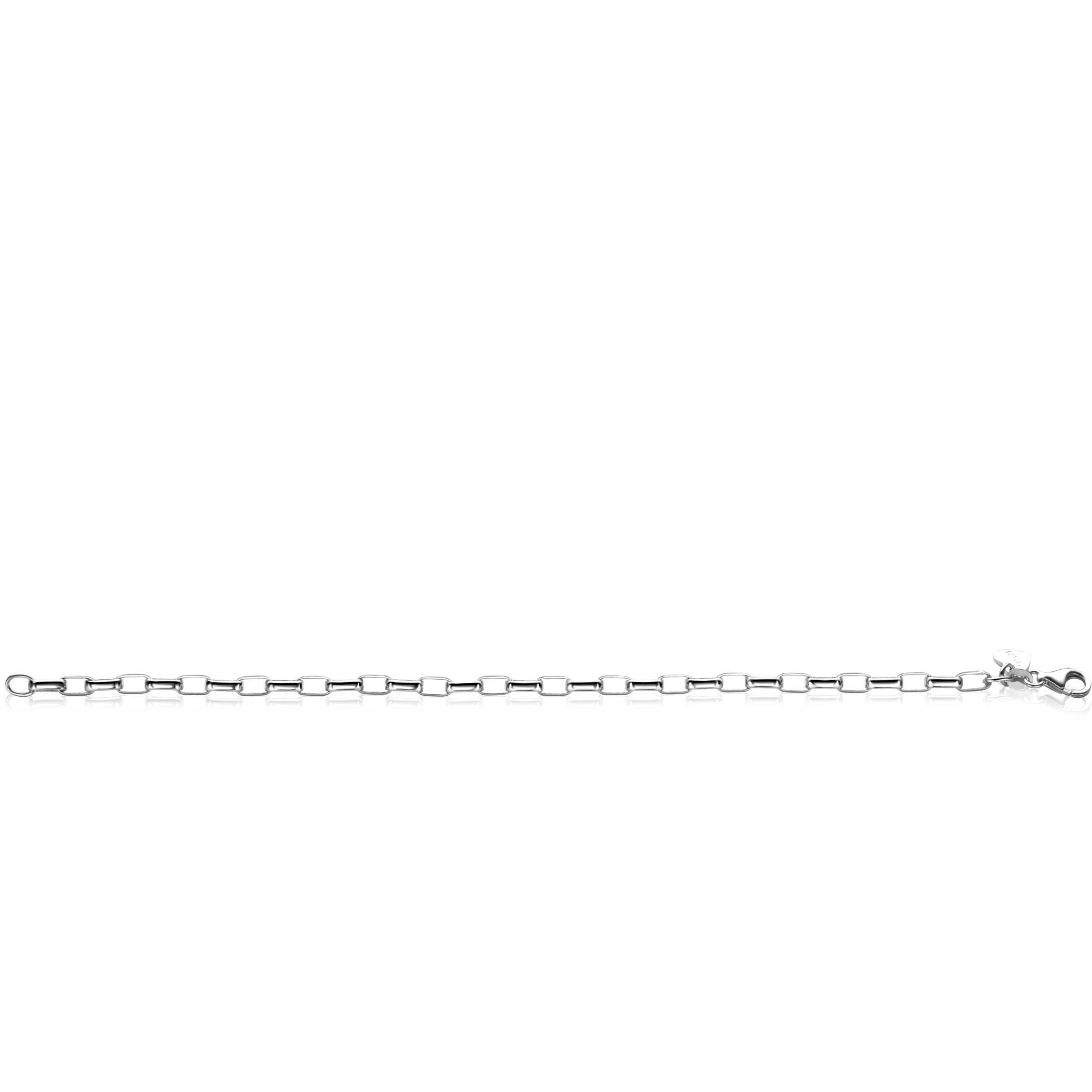 ZINZI Sterling Silver Chain Bracelet Rectangular Chain width 3,8mm 20cm ZIA2514