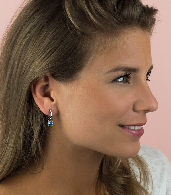 ZINZI Sterling Silver Earrings Pendants Round Blue ZICH1300B (excl. hoop earrings)
