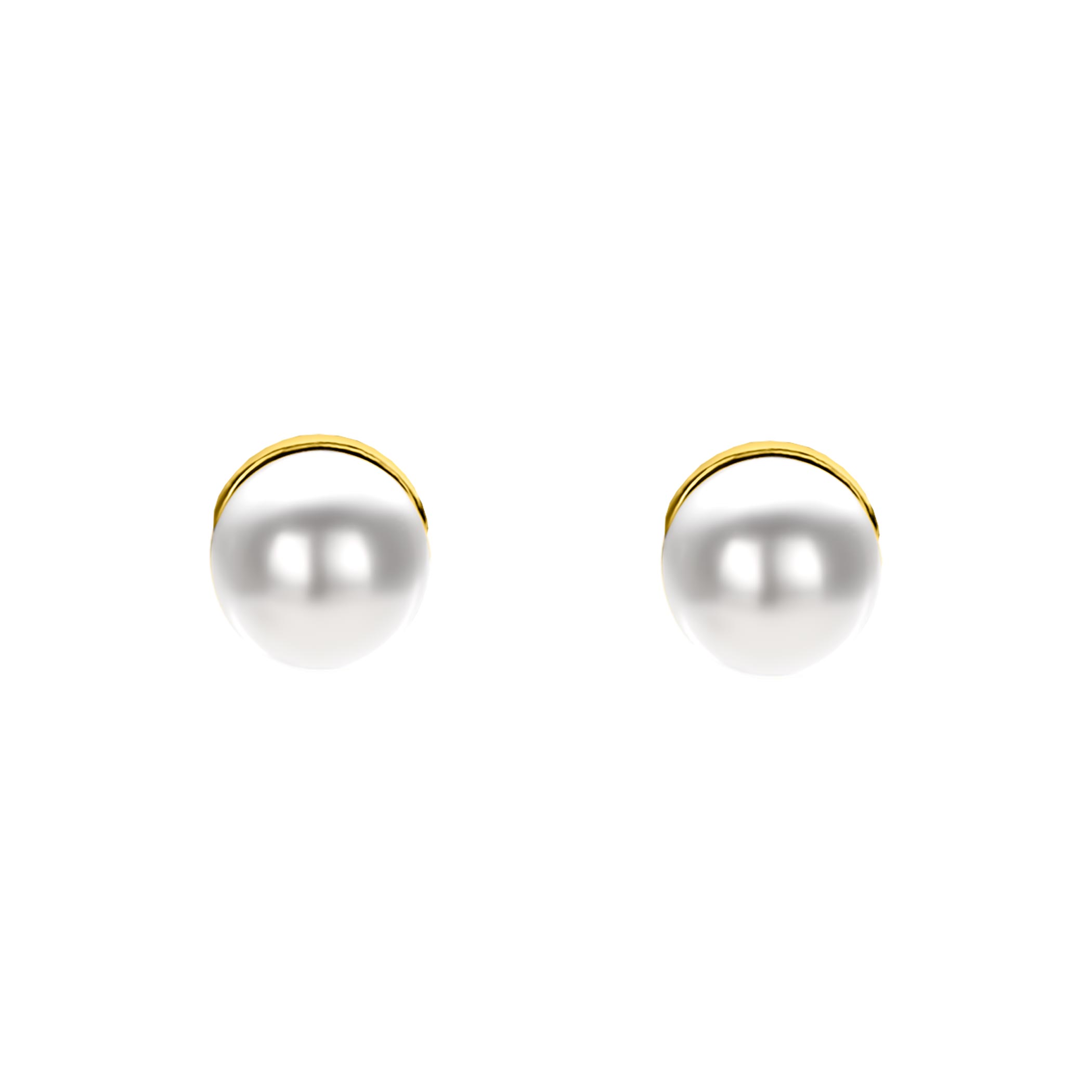 6mm ZINZI Gold plated Sterling Silver Stud Earrings with White Pearl ZIO1317Y