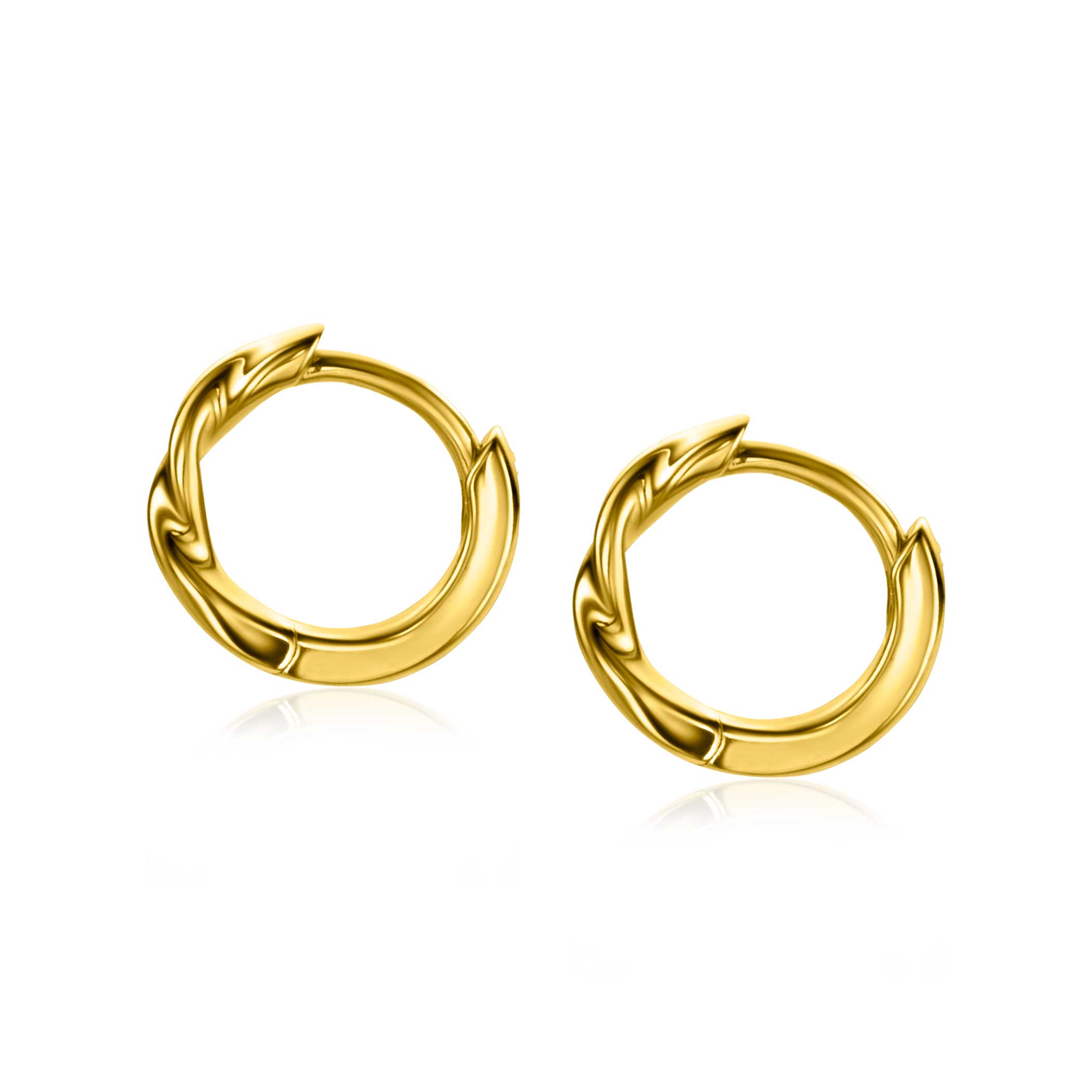12mm ZINZI Gold Plated Sterling Silver Hoop Earrings with Twisted Tube 12x2mm ZIO2321G