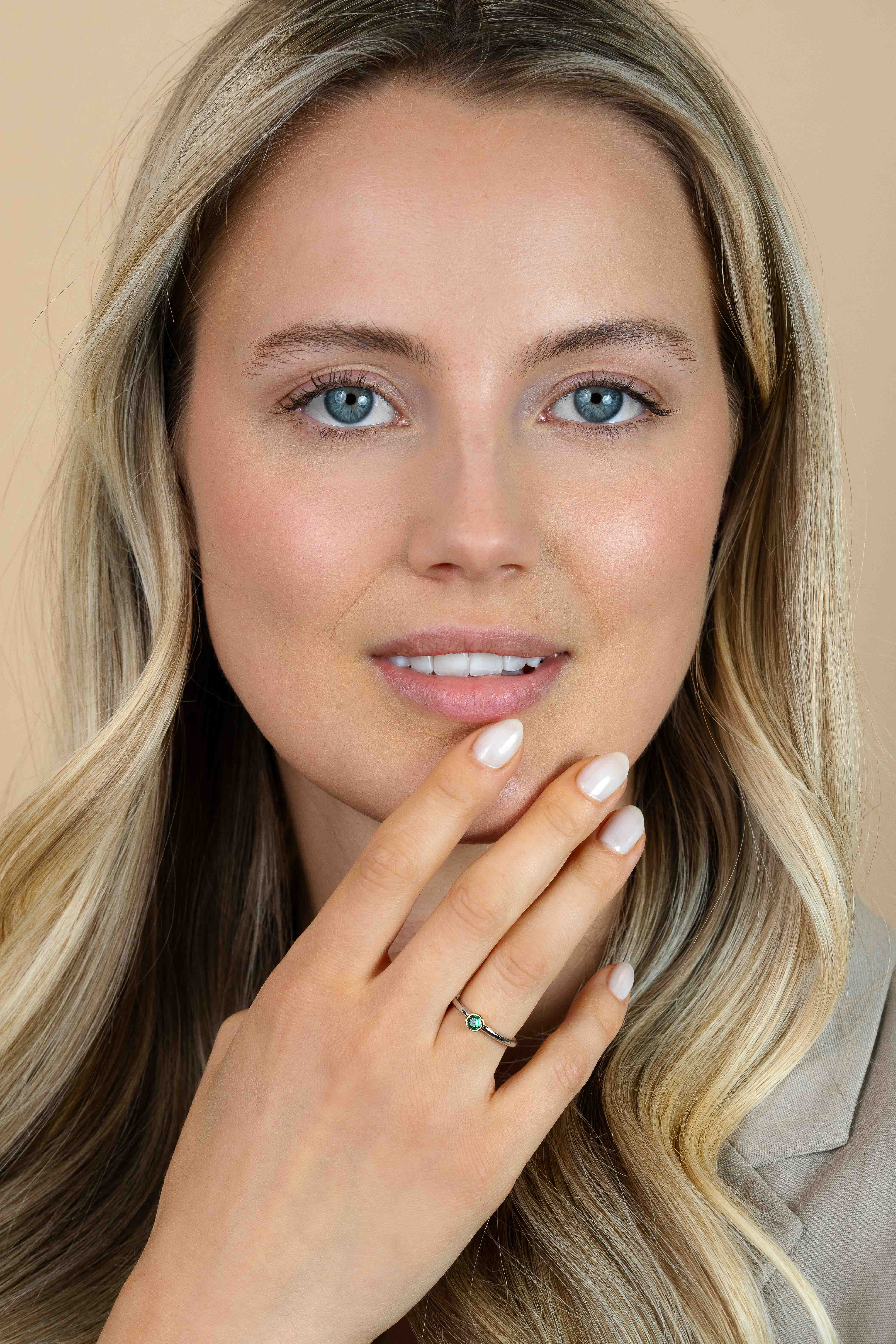 ZINZI Sterling Silver Ring Bicolor with Green Zirconia ZIR1177G