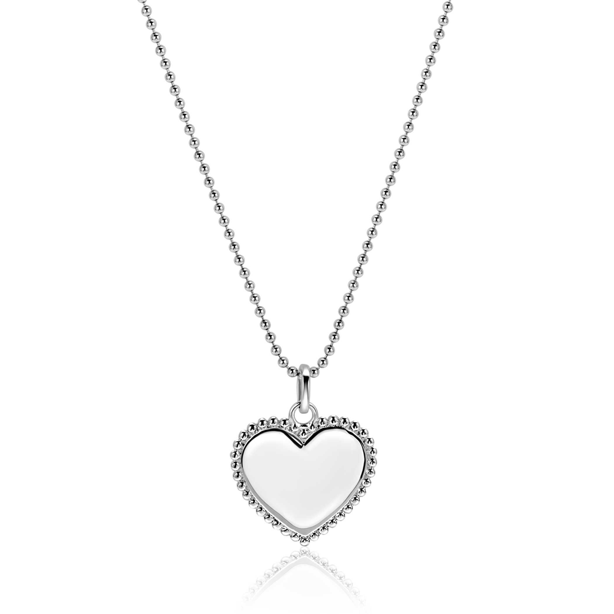 21mm ZINZI silver heart pendant with pearl rim for engraving ZIH2653 (without chain)