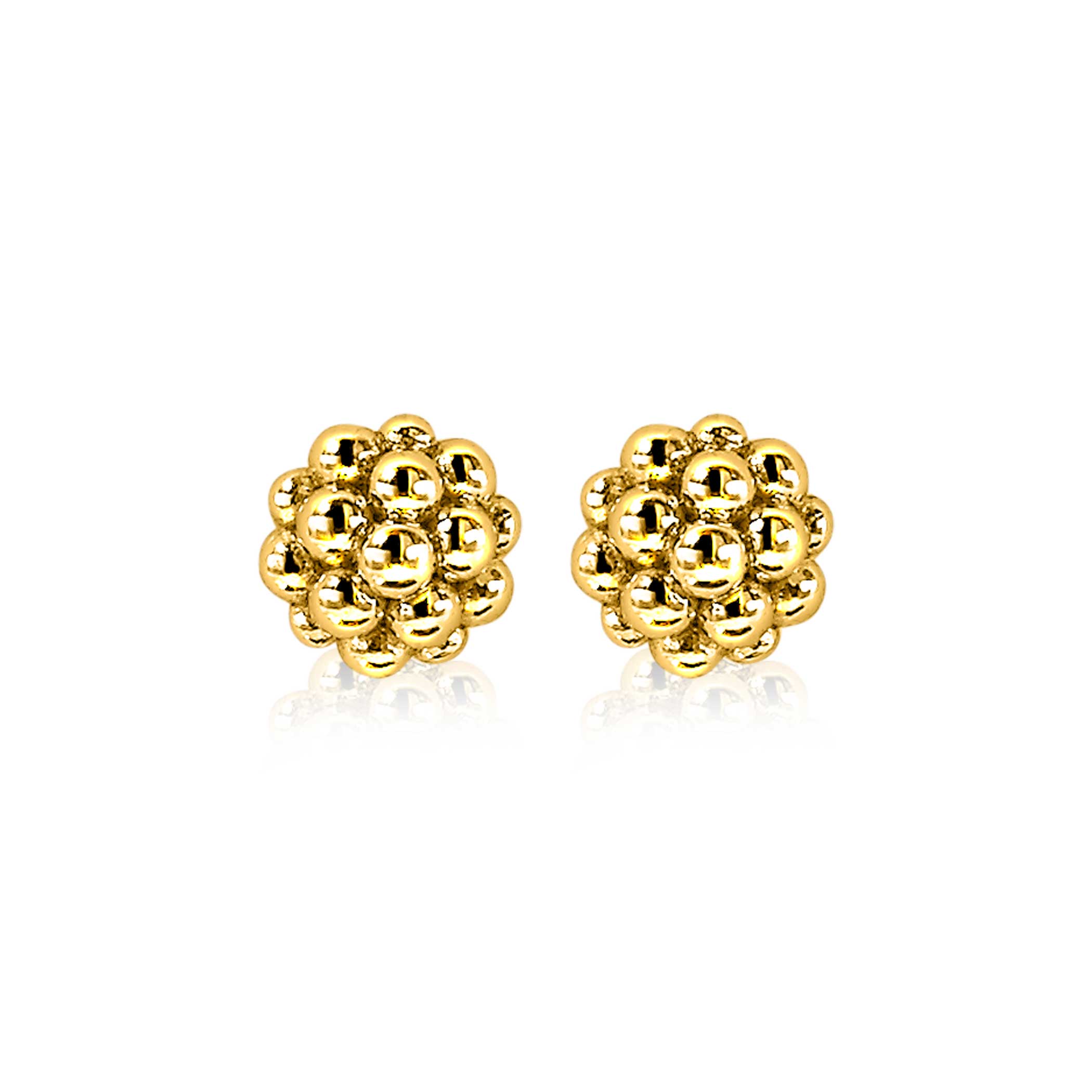 6mm ZINZI Gold Plated Sterling Silver Stud Earrings Beads ZIO1968G