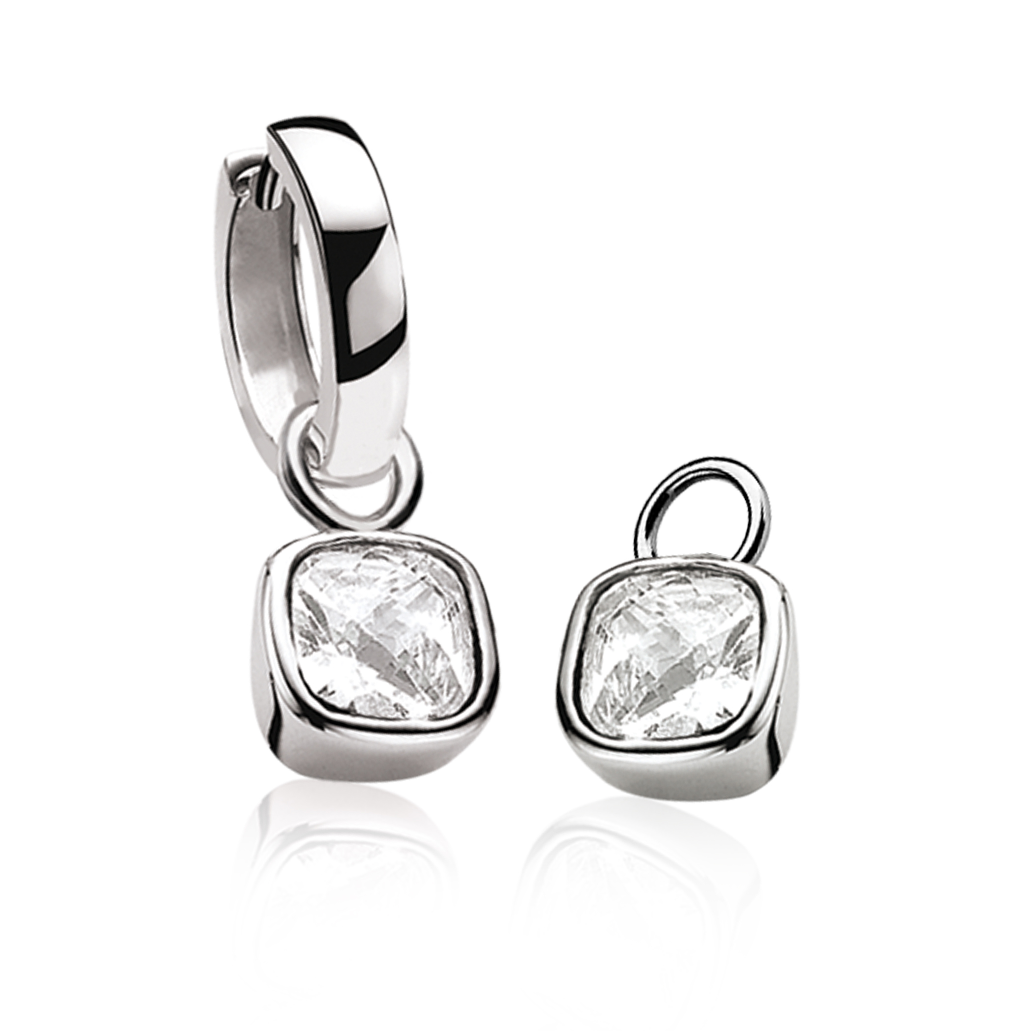 ZINZI Sterling Silver Earrings Pendants White ZICH190W (excl. hoop earrings)