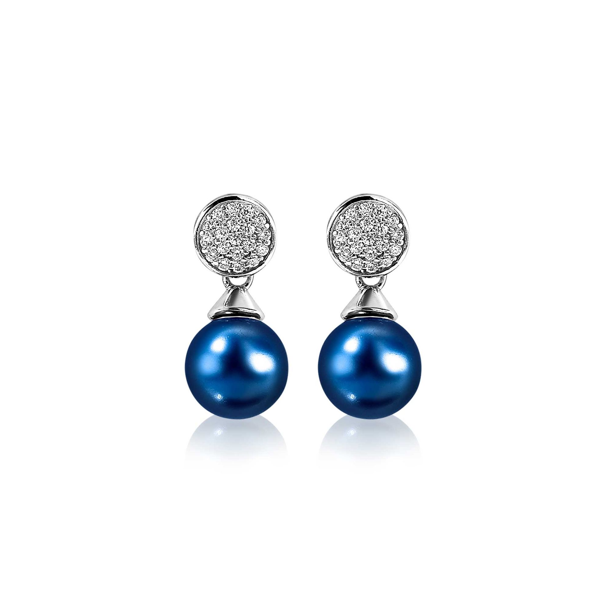 ZINZI Sterling Silver Pearl Stud Earrings Blue ZIO1151B