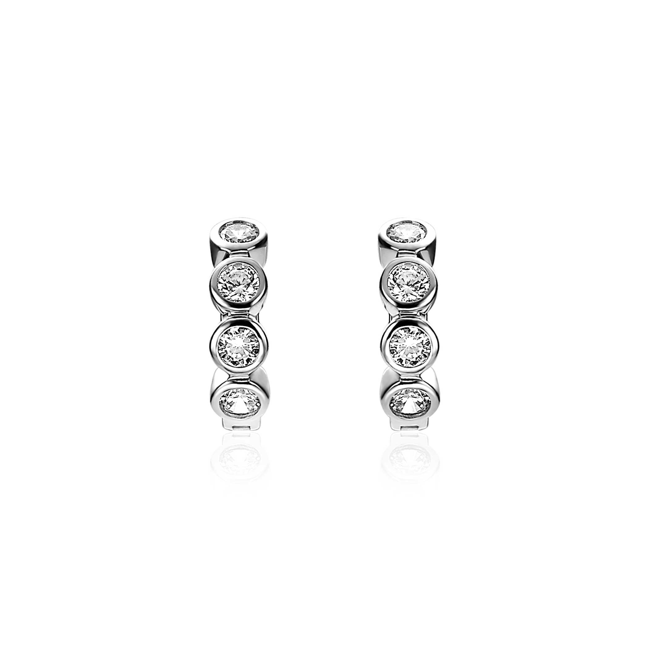 15mm ZINZI Sterling Silver Hoop Earrings Round White 15x4mm ZIO1838