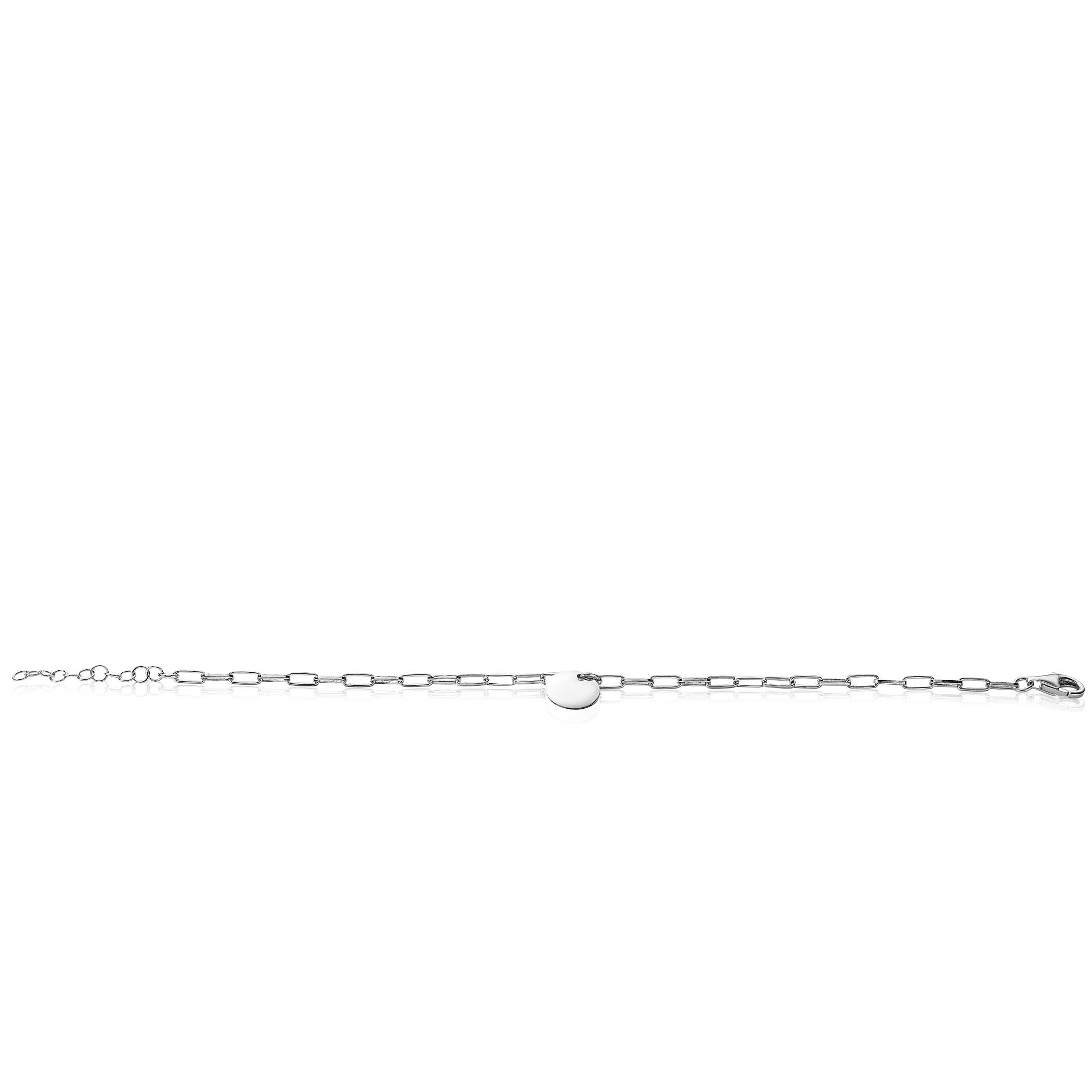ZINZI Sterling Silver Paperclip Chain Bracelet with Round Coin ZIA2166