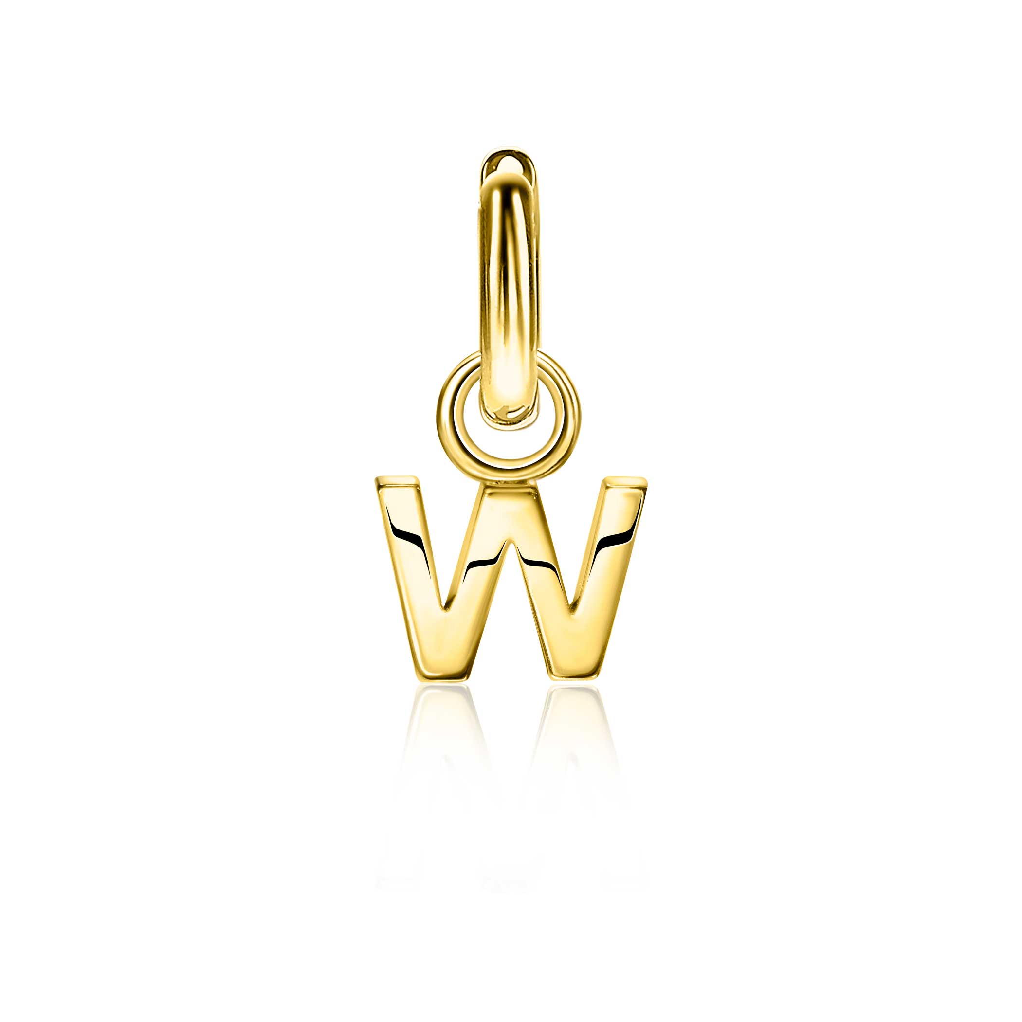 ZINZI Gold Plated Letter Earrings Pendant W price per piece ZICH2145W (excl. hoop earrings)