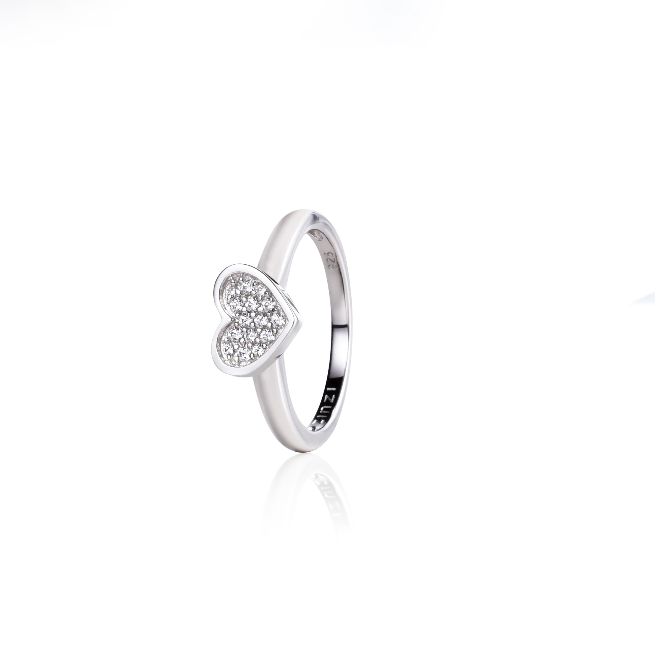 ZINZI Sterling Silver Stackable Ring Heart White ZIR1390