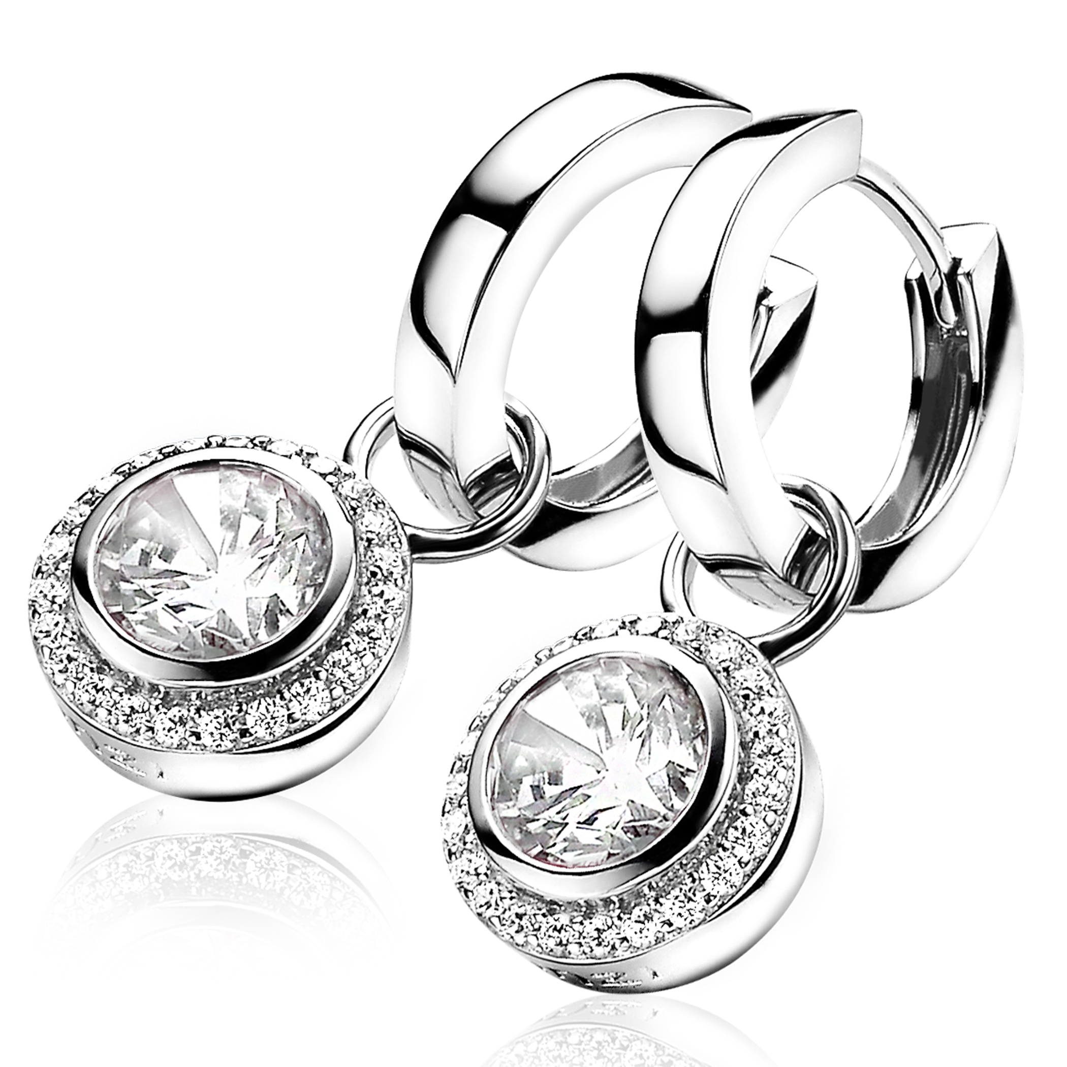 ZINZI Sterling Silver Earrings Pendants White ZICH1244 (excl. hoop earrings)