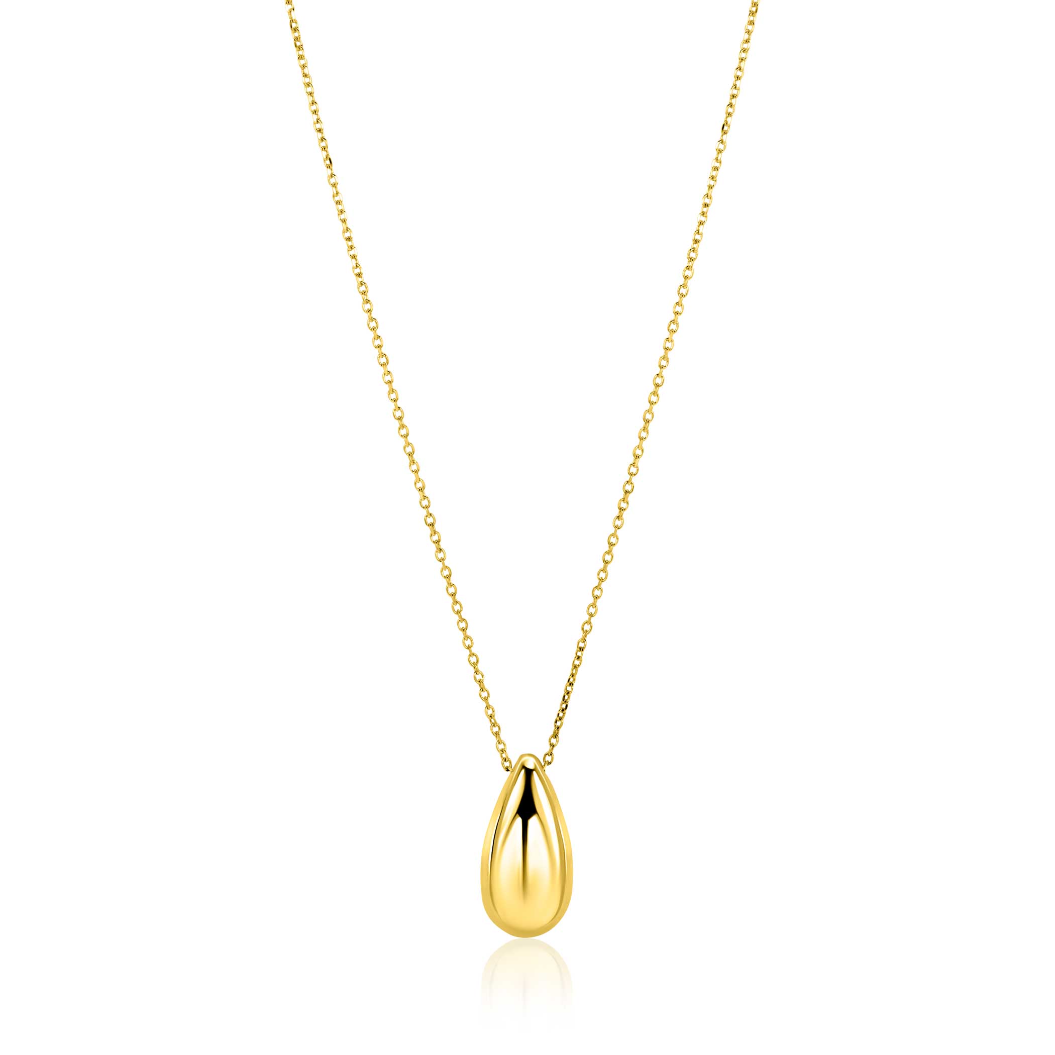 ZINZI gold-plated silver necklace, 42-45cm, with large teardrop-shaped pendant, 19mm, ZIC-BF103G
