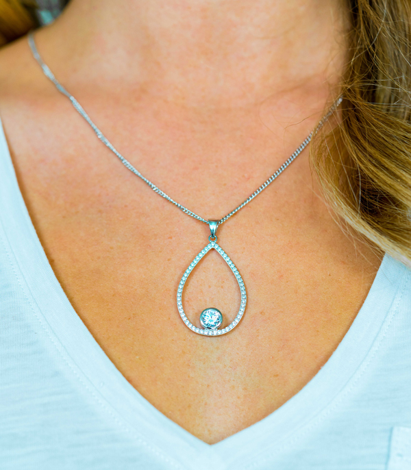 45mm ZINZI Sterling Silver Pendant Open Drop White ZIH1747
