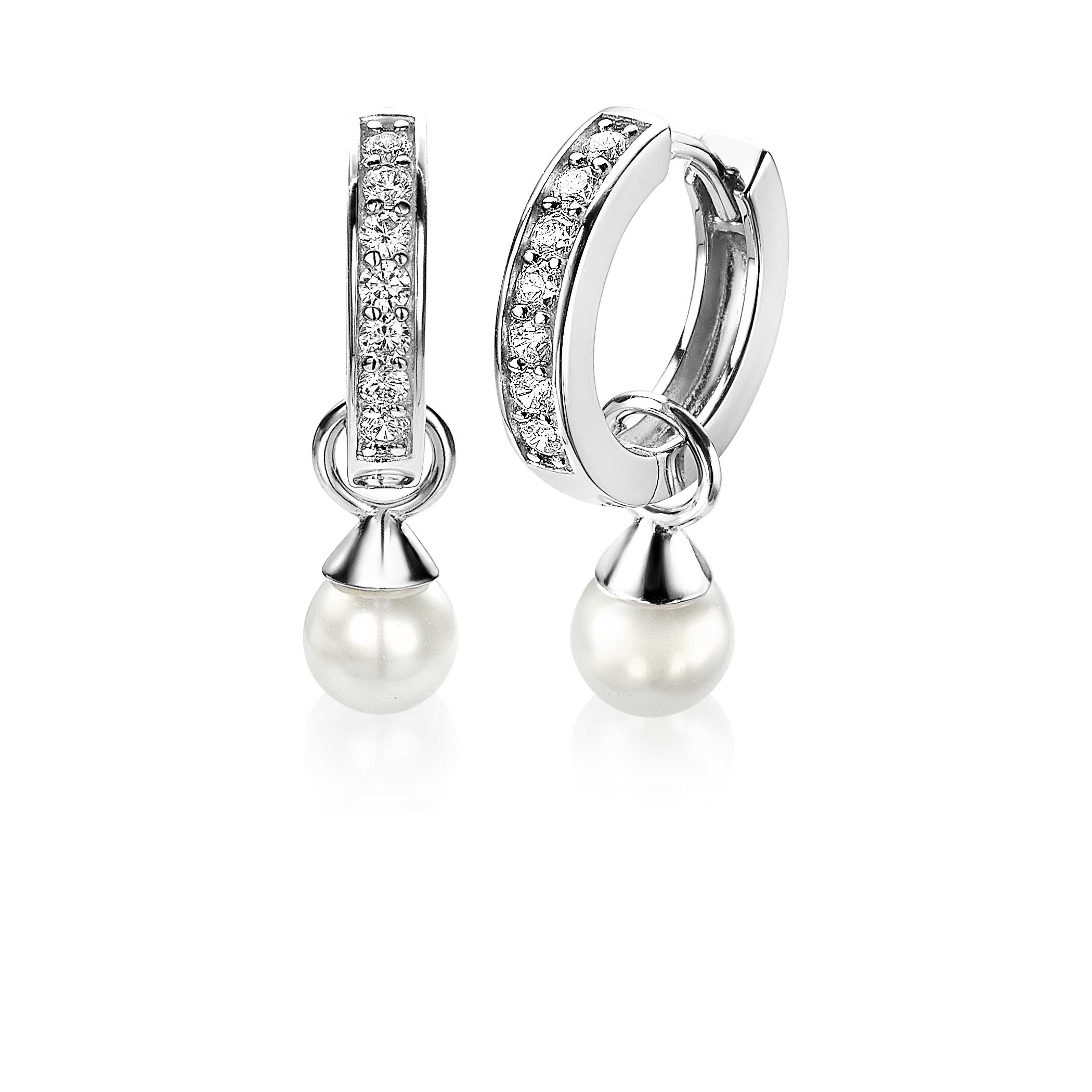 ZINZI Sterling Silver Earrings Pendants Pearl White ZICH1749W (excl. hoop earrings)