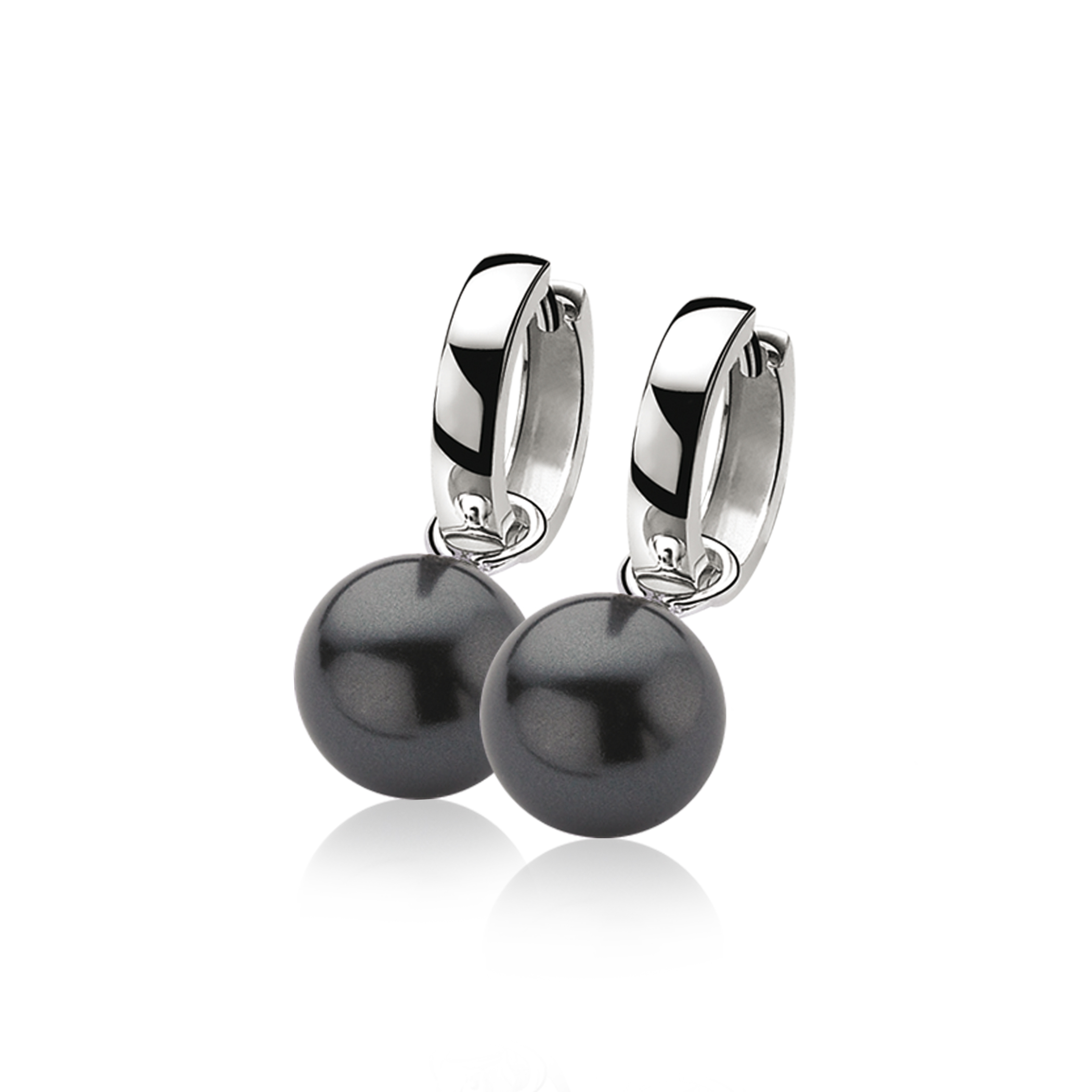 12mm ZINZI Sterling Silver Earrings Pendants Pearl Black ZICH305Z (excl. hoop earrings)