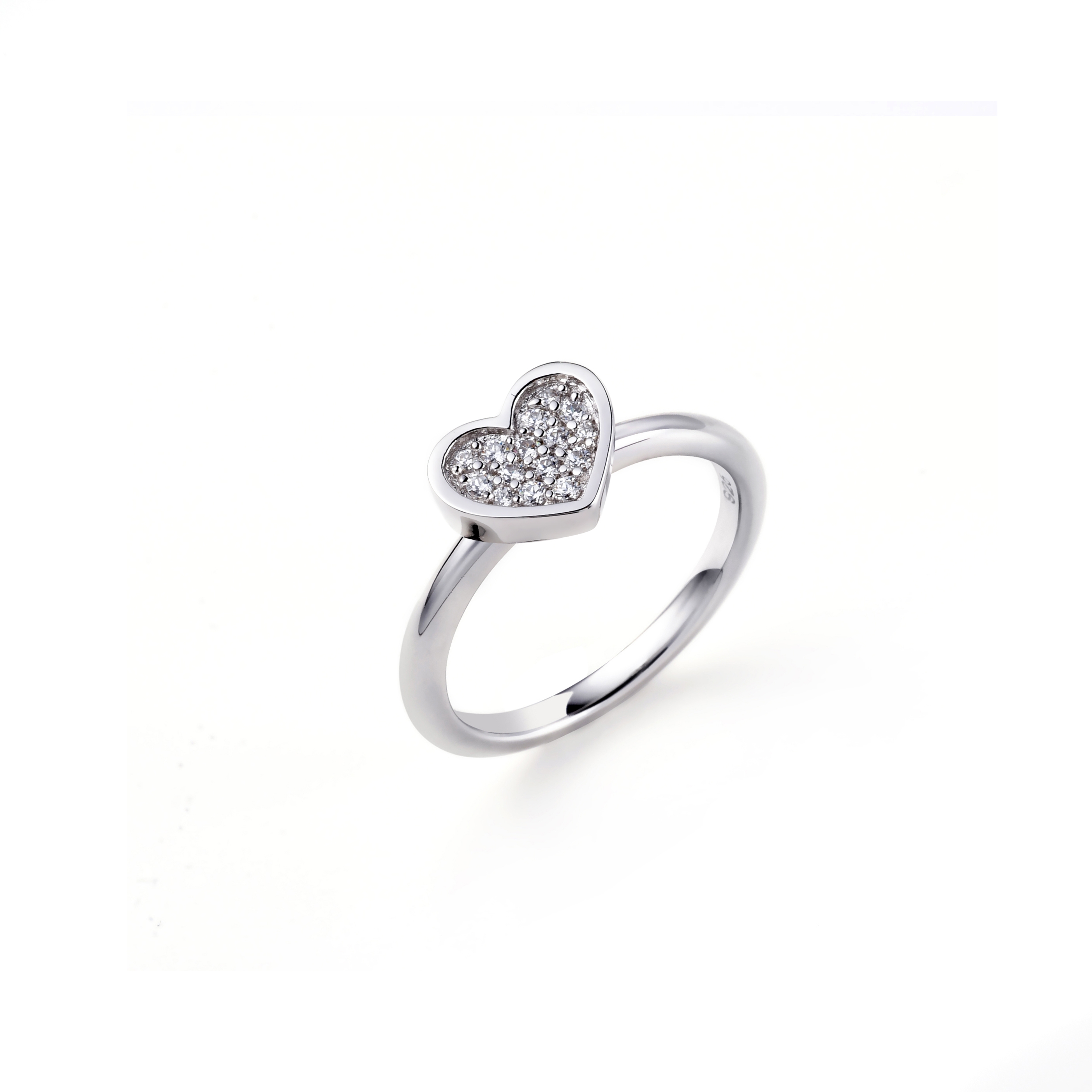 ZINZI Sterling Silver Stackable Ring Heart White ZIR1390