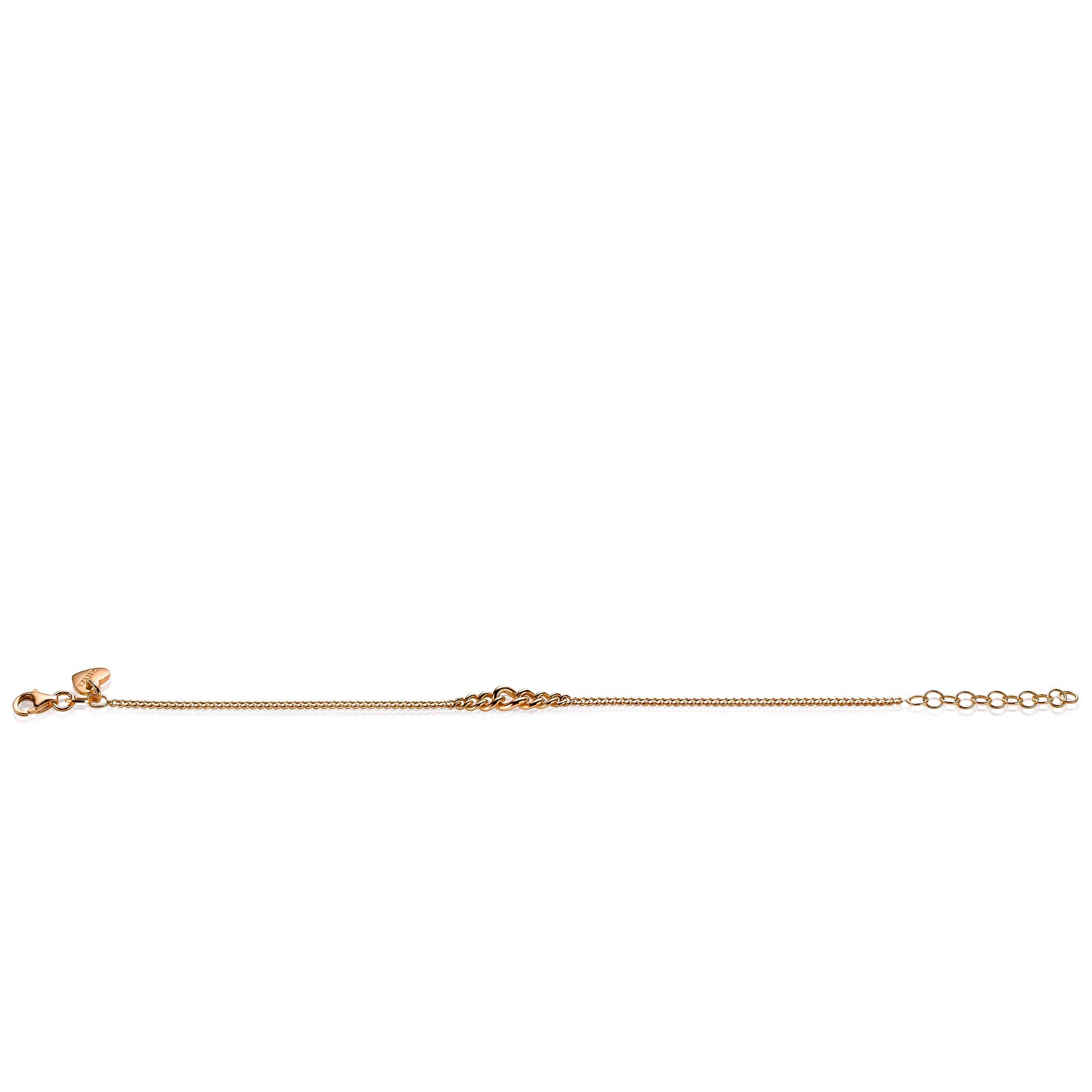 ZINZI Gold Plated Sterling Silver Curb Chain Bracelet 17-20cm ZIA1259G