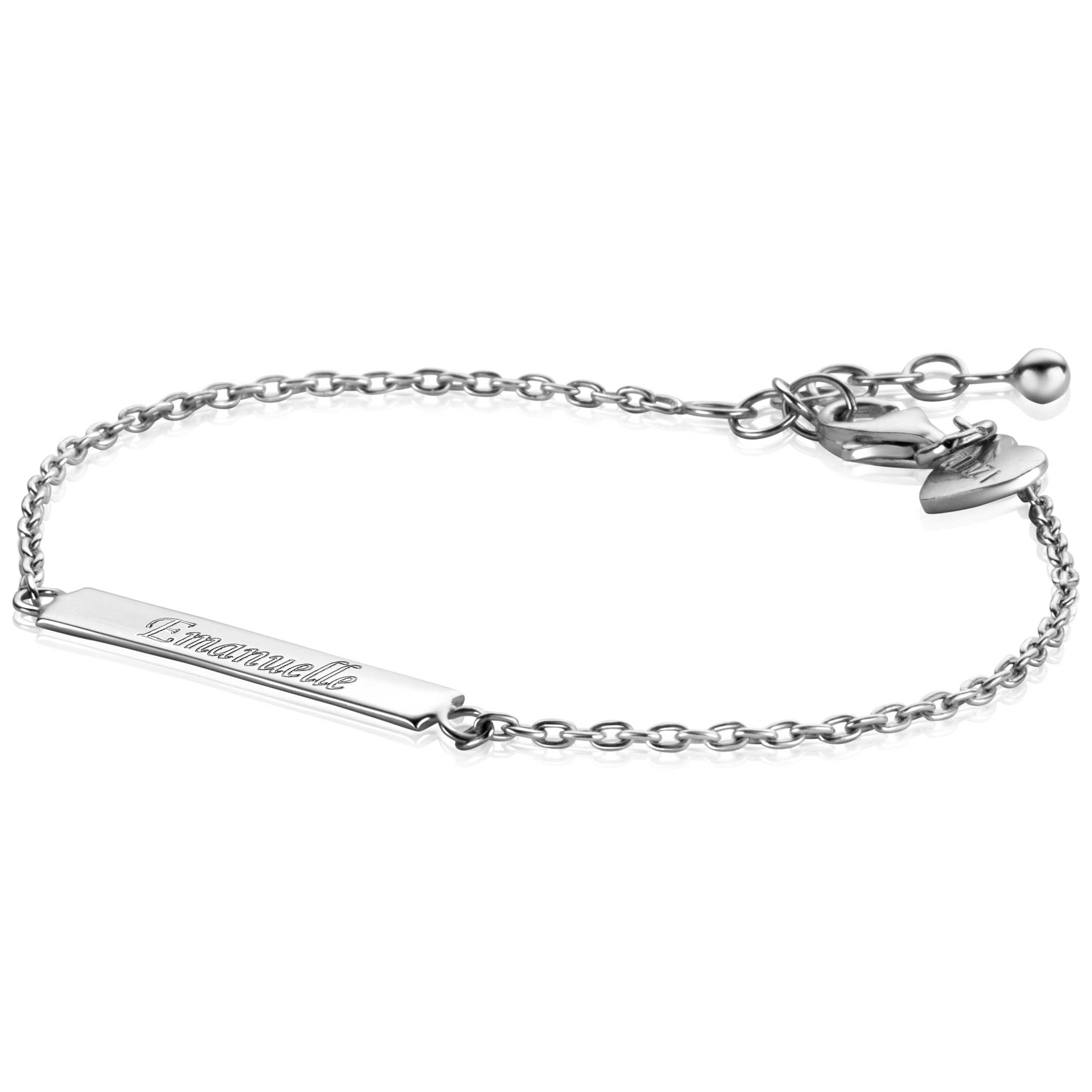 ZINZI Sterling Silver Bracelet with Shiny Plate for Engraving 17-20cm ZIA2344