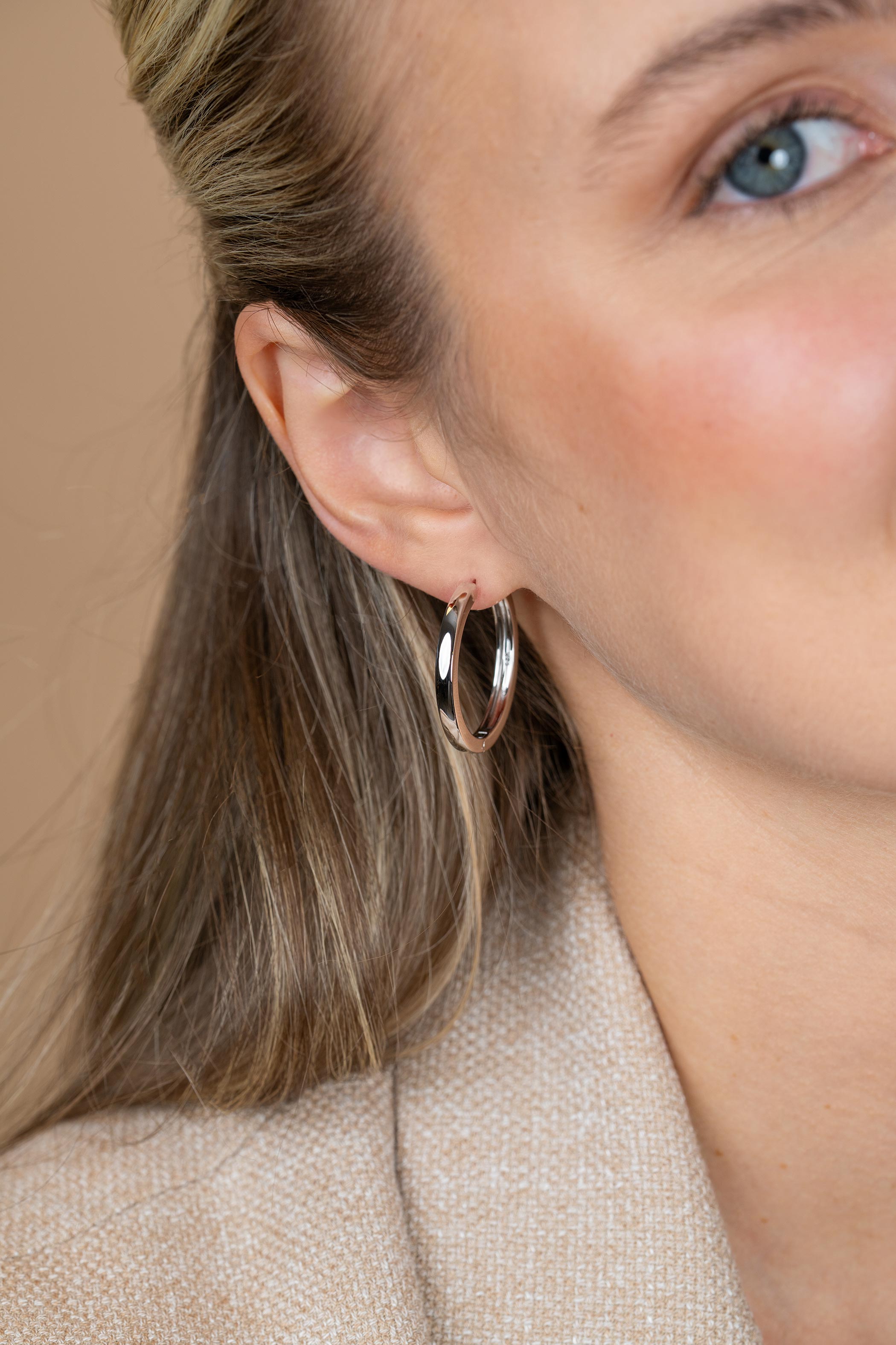 28mm ZINZI Sterling Silver Hoop Earrings width 3mm ZIO193