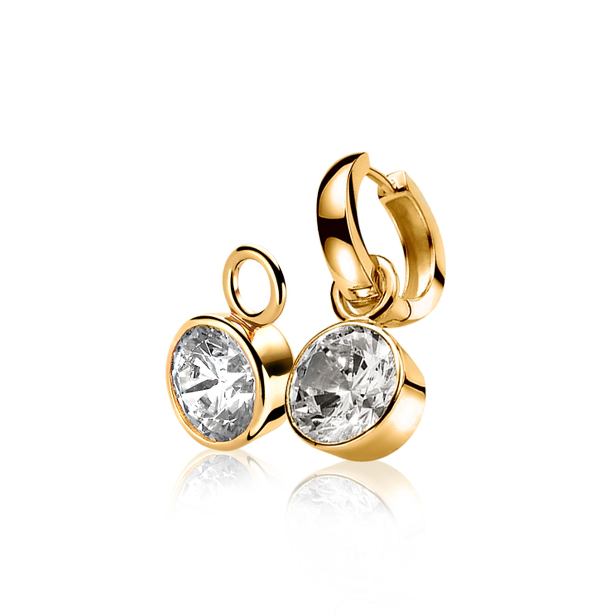 ZINZI Gold Plated Sterling Silver Earrings Pendants White ZICH186Y (excl. hoop earrings)