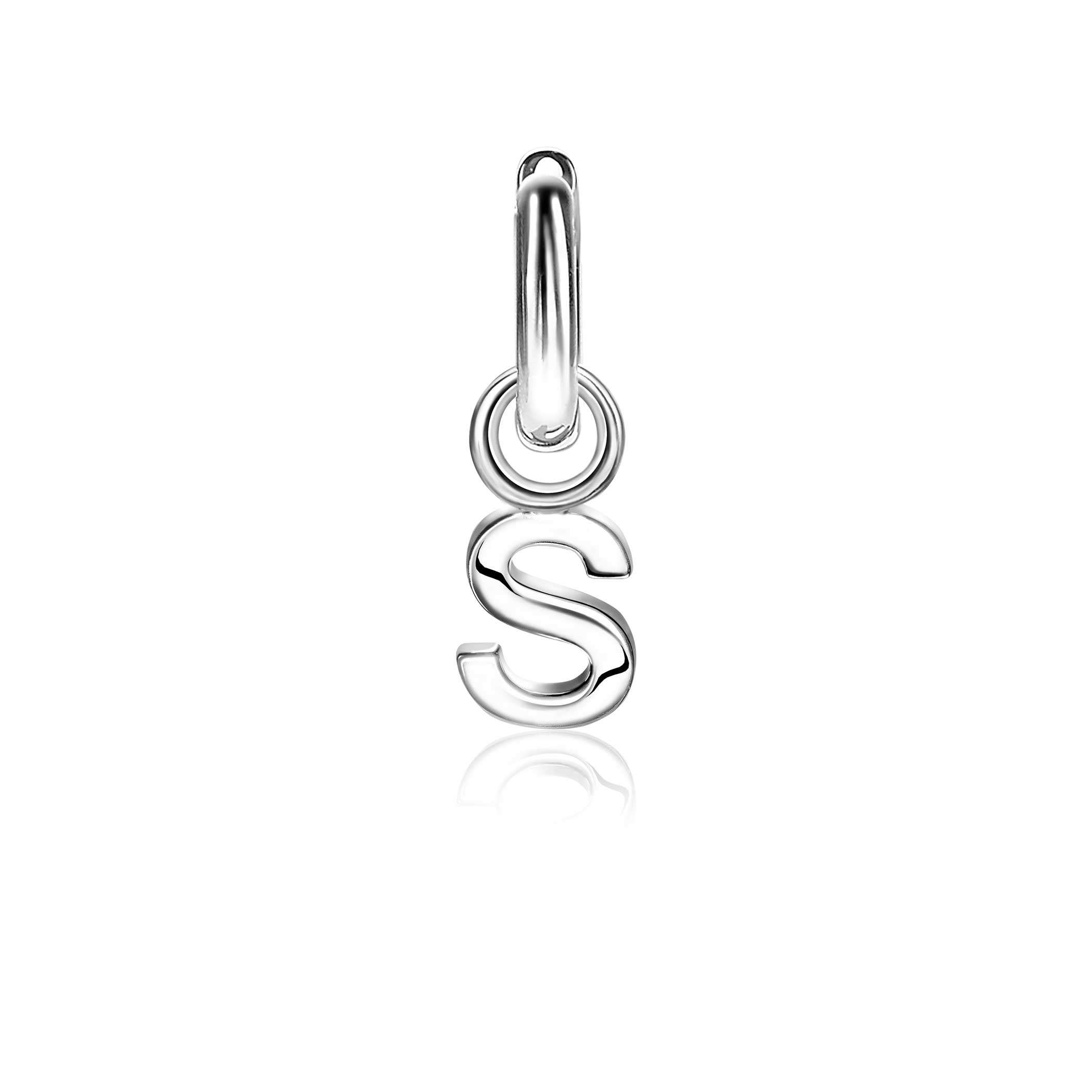 ZINZI Sterling Silver Letter Earrings Pendant S price per piece ZICH2144S (excl. hoop earrings)