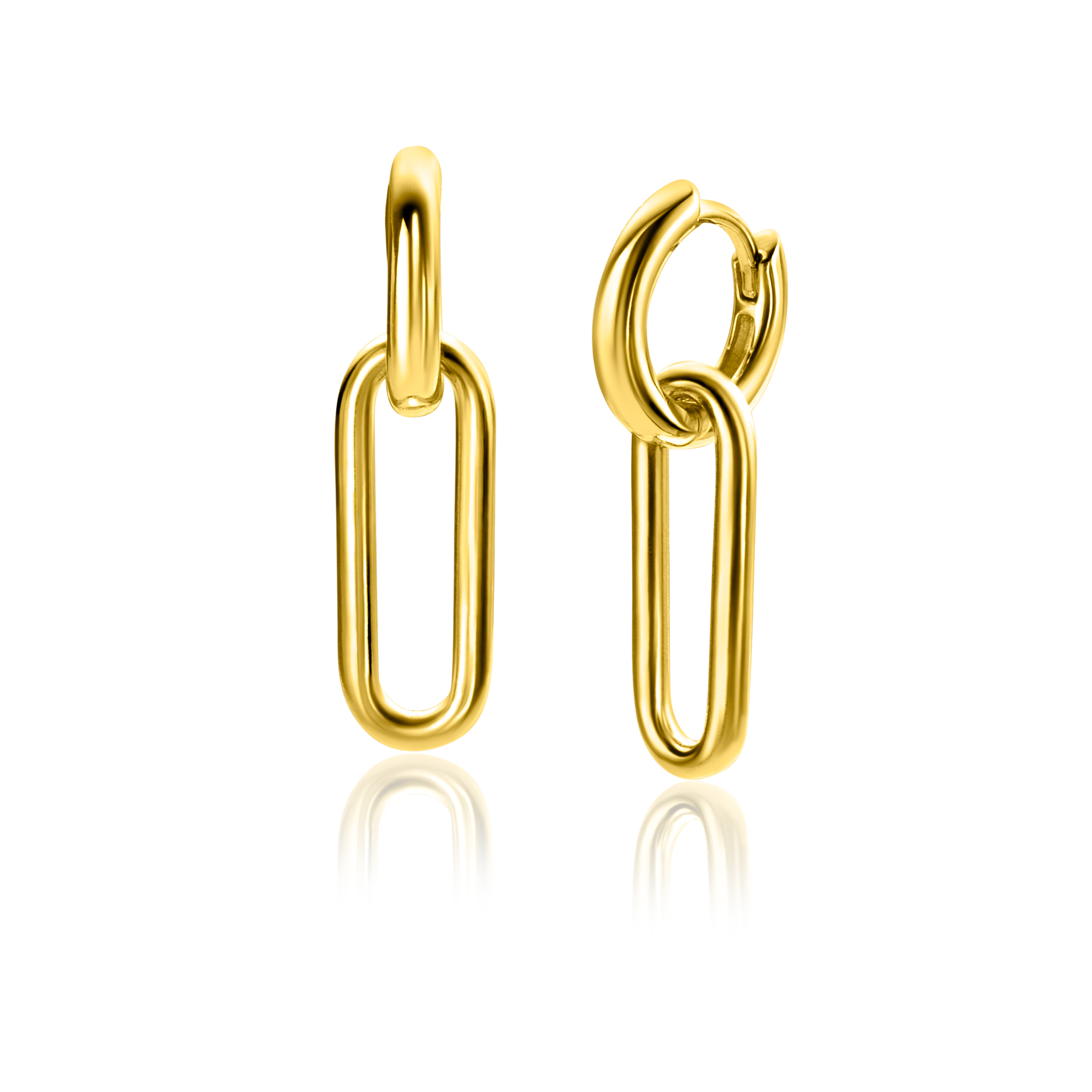 20mm ZINZI Gold Plated Sterling Silver Earrings Pendants Open Oval ZICH2415G (excl. hoop earrings)