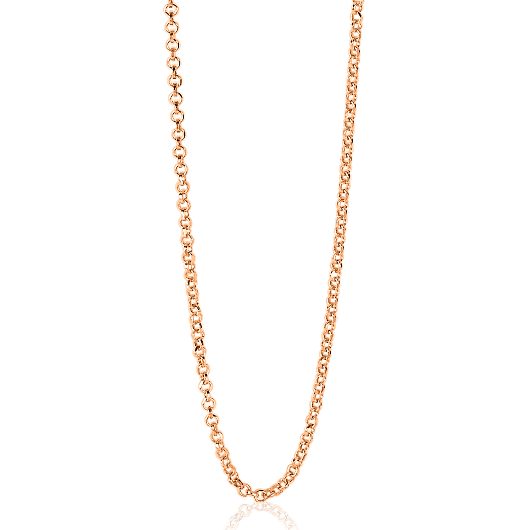 42cm ZINZI Rose Gold Plated Sterling Silver Rolo Chain Necklace ZILC-J42R