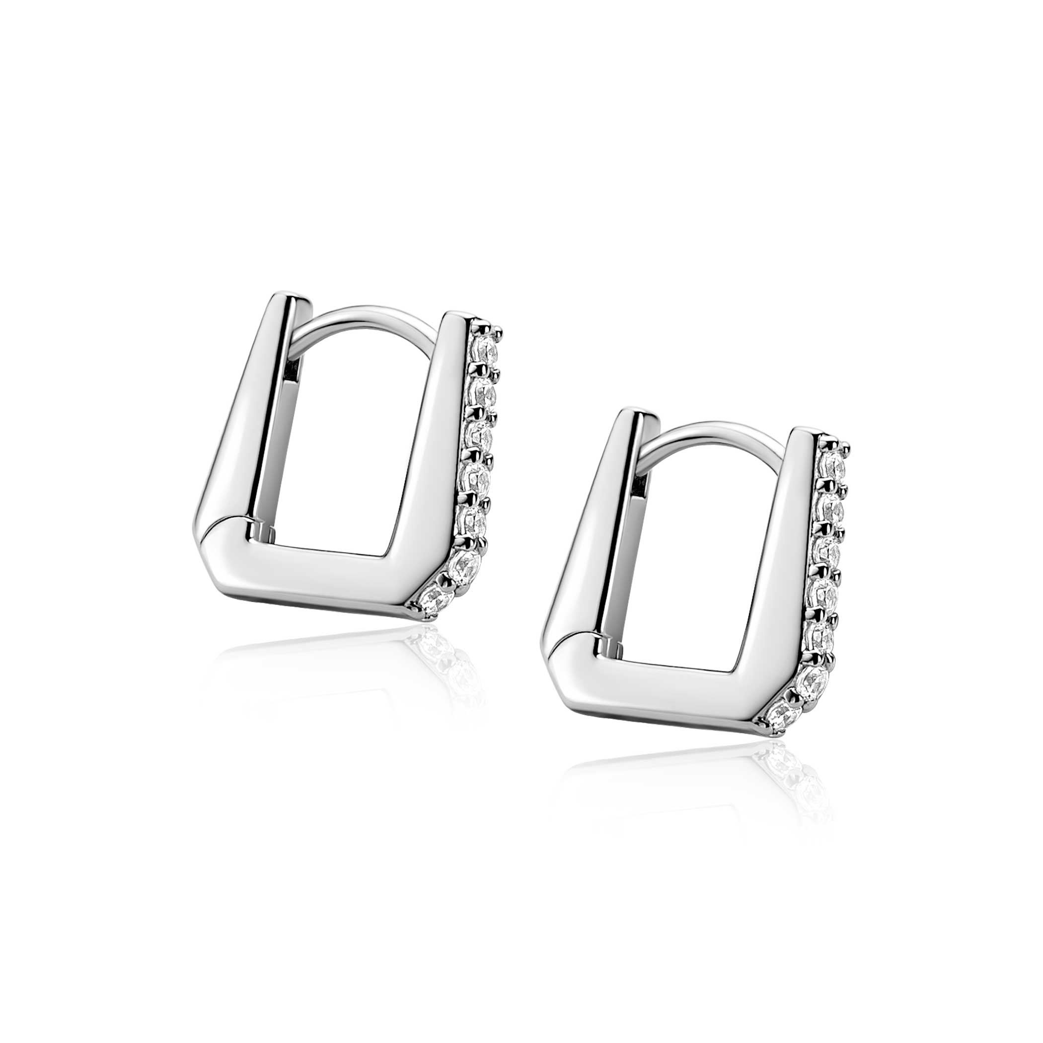 ZINZI zlv. oorringen strak rechthoek zirconia's