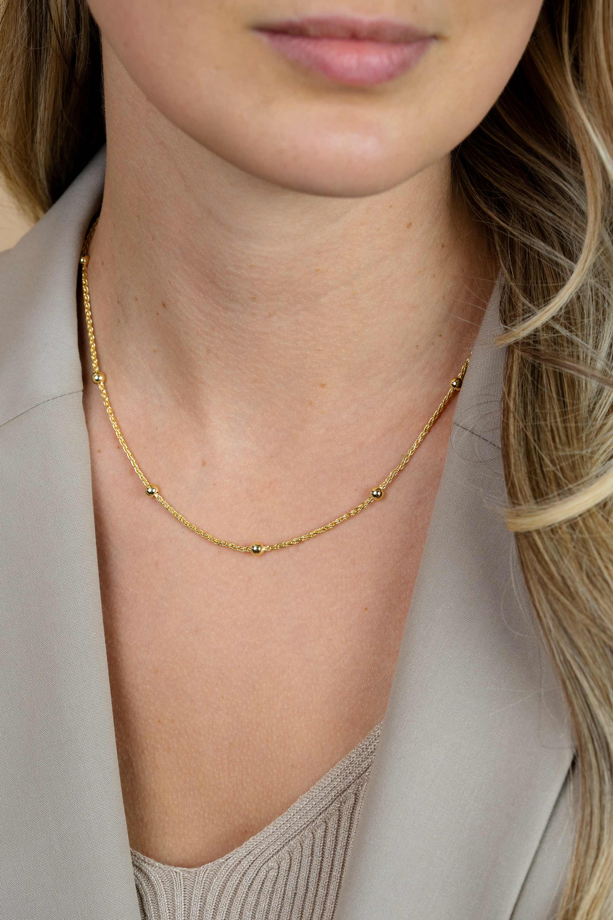 ZINZI Gold Plated Sterling Silver Fantasy Necklace 42-45cm ZIC1128G