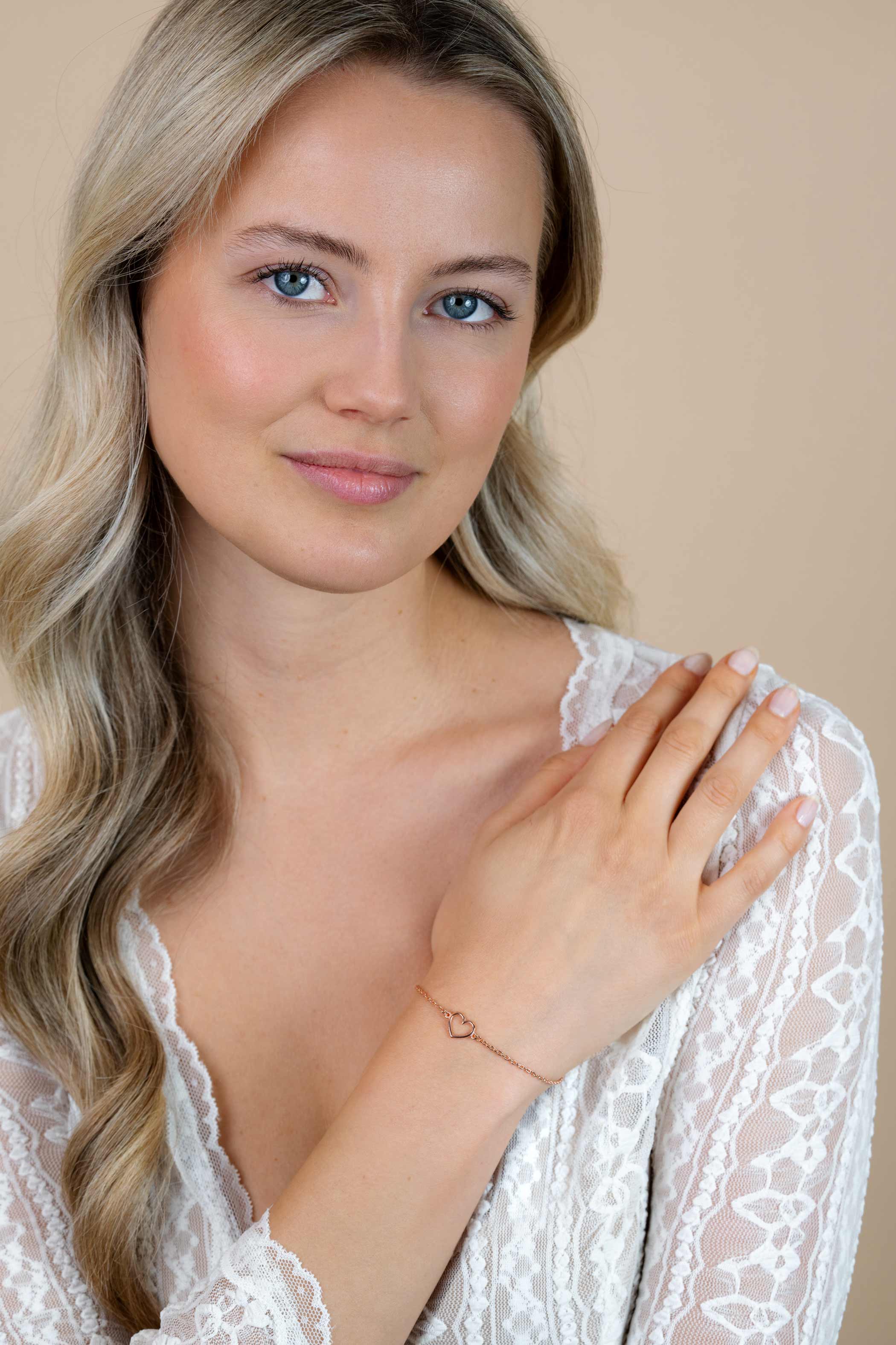 ZINZI Rose Gold Plated Sterling Silver Bracelet Open Heart ZIA1420R