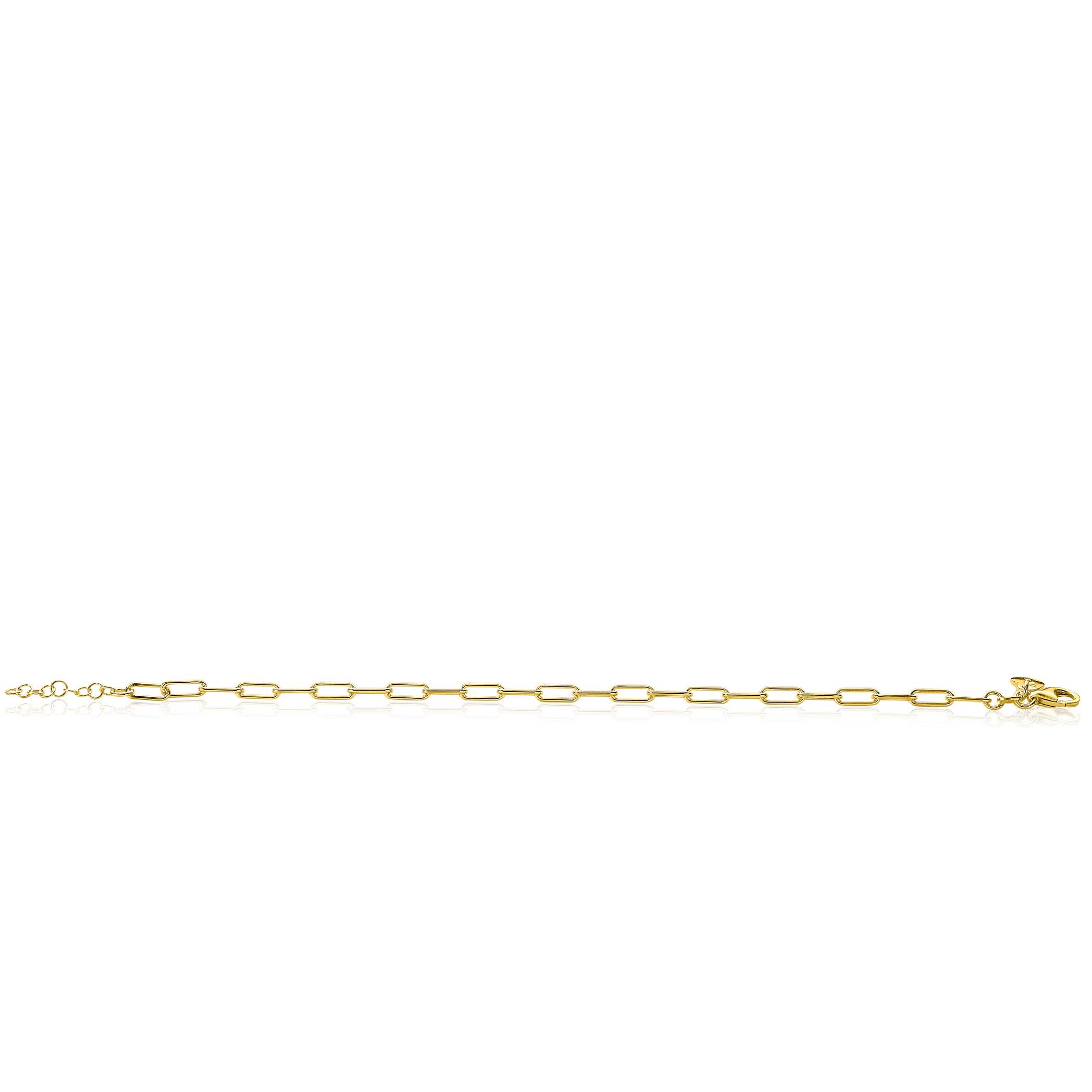 ZINZI Gold Plated Sterling Silver Paperclip Chain Bracelet width 3,5mm ZIA2202G