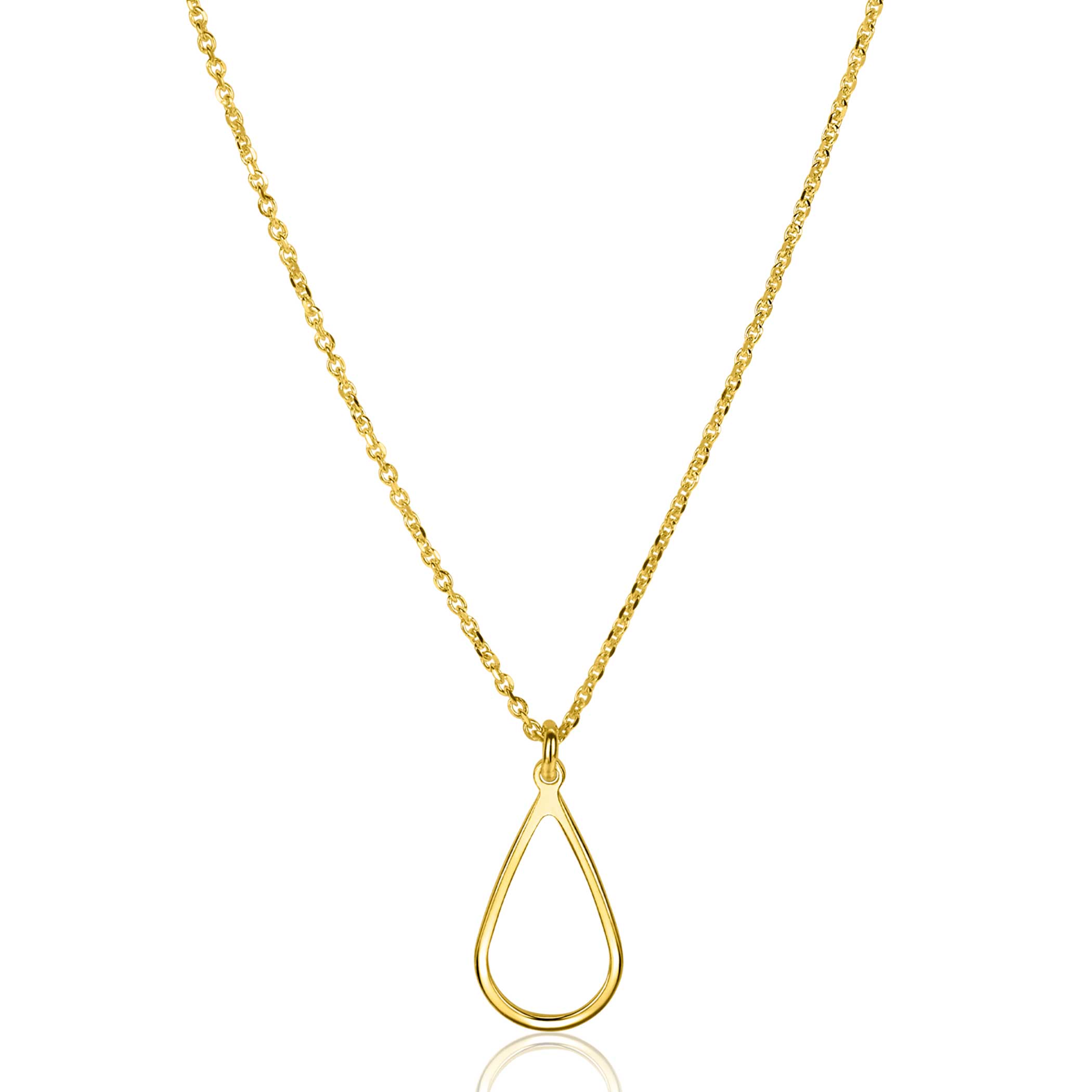 ZINZI gold plated silver jasseron necklace with open teardrop-shaped pendant (10mm) 42-45cm ZIC2635