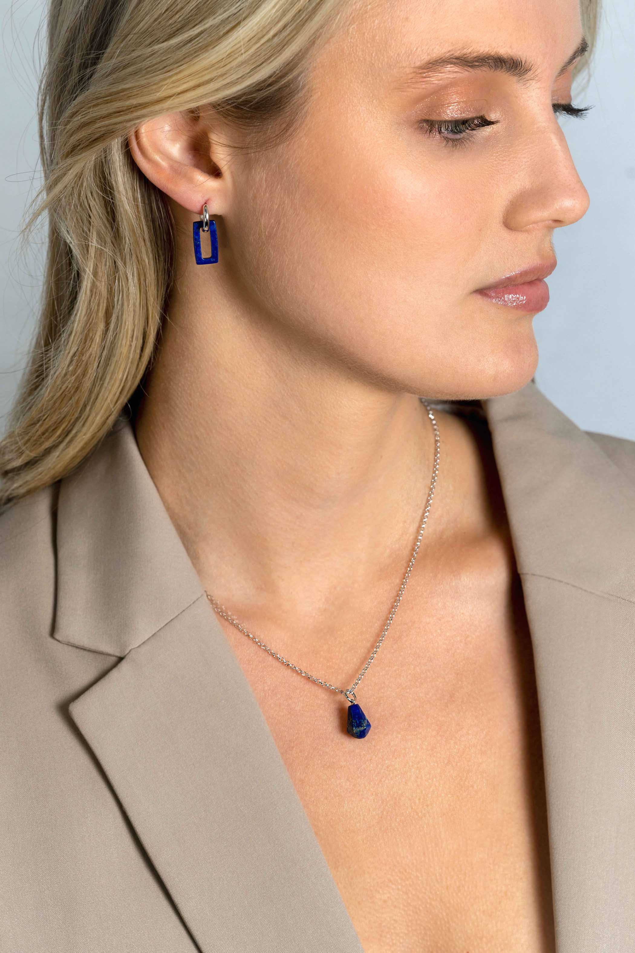 16mm ZINZI Earrings Pendants Rectangle in Lapis Lazuli ZICH2231 (excl. hoop earrings)