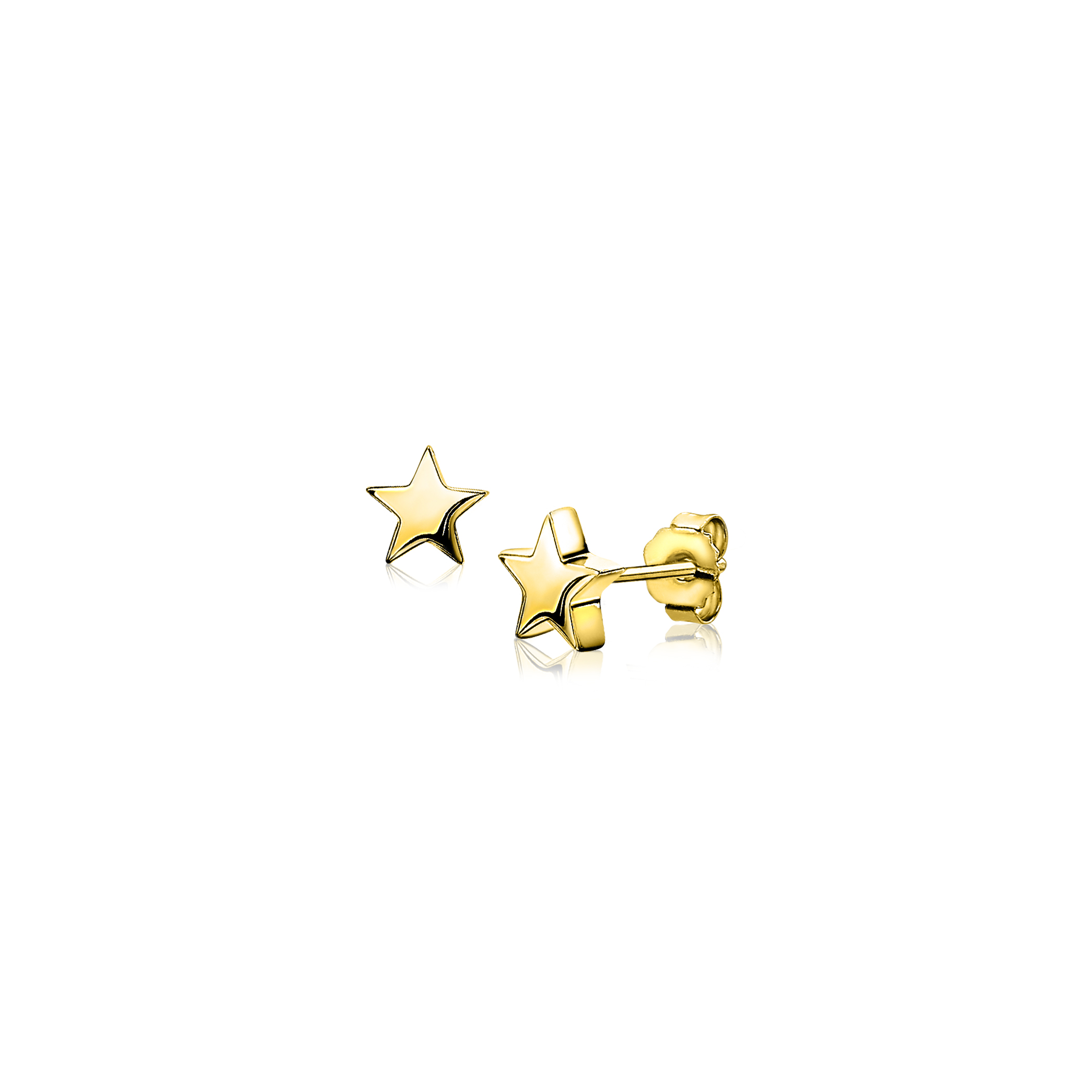 7mm ZINZI Gold Plated Sterling Silver Stud Earrings Star ZIO1377G