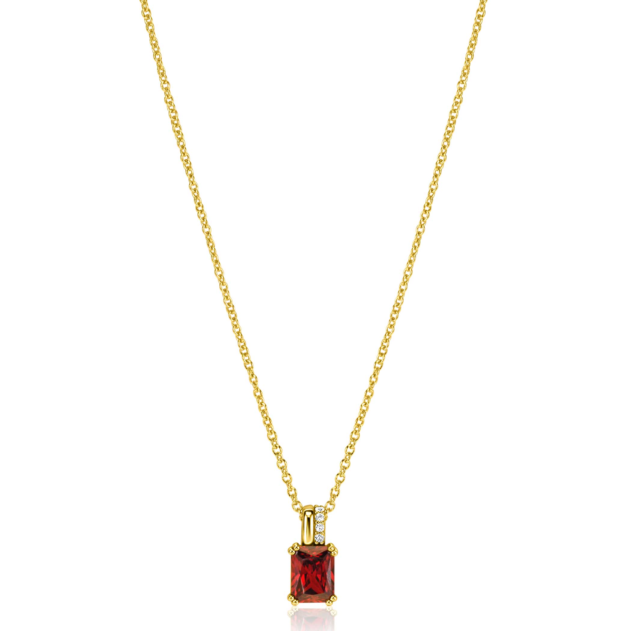 14mm ZINZI Sterling Silver Pendant Rectangular Red Garnet Color Stone and Luxurious Bail ZIH2392R (excl. necklace)