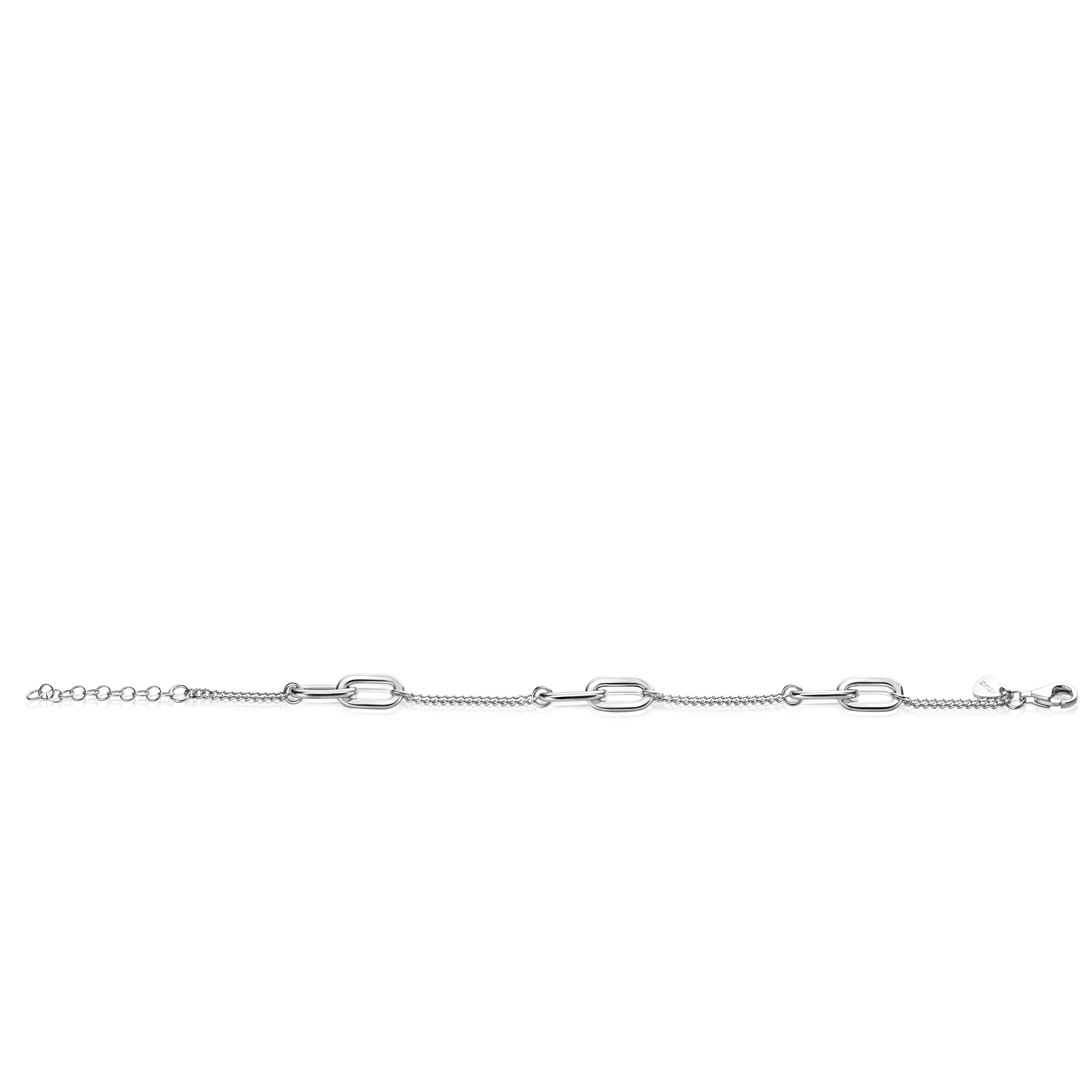ZINZI Sterling Silver Curb Chain Bracelet with 6 Oval Chains width 7mm 17-20cm ZIA2412