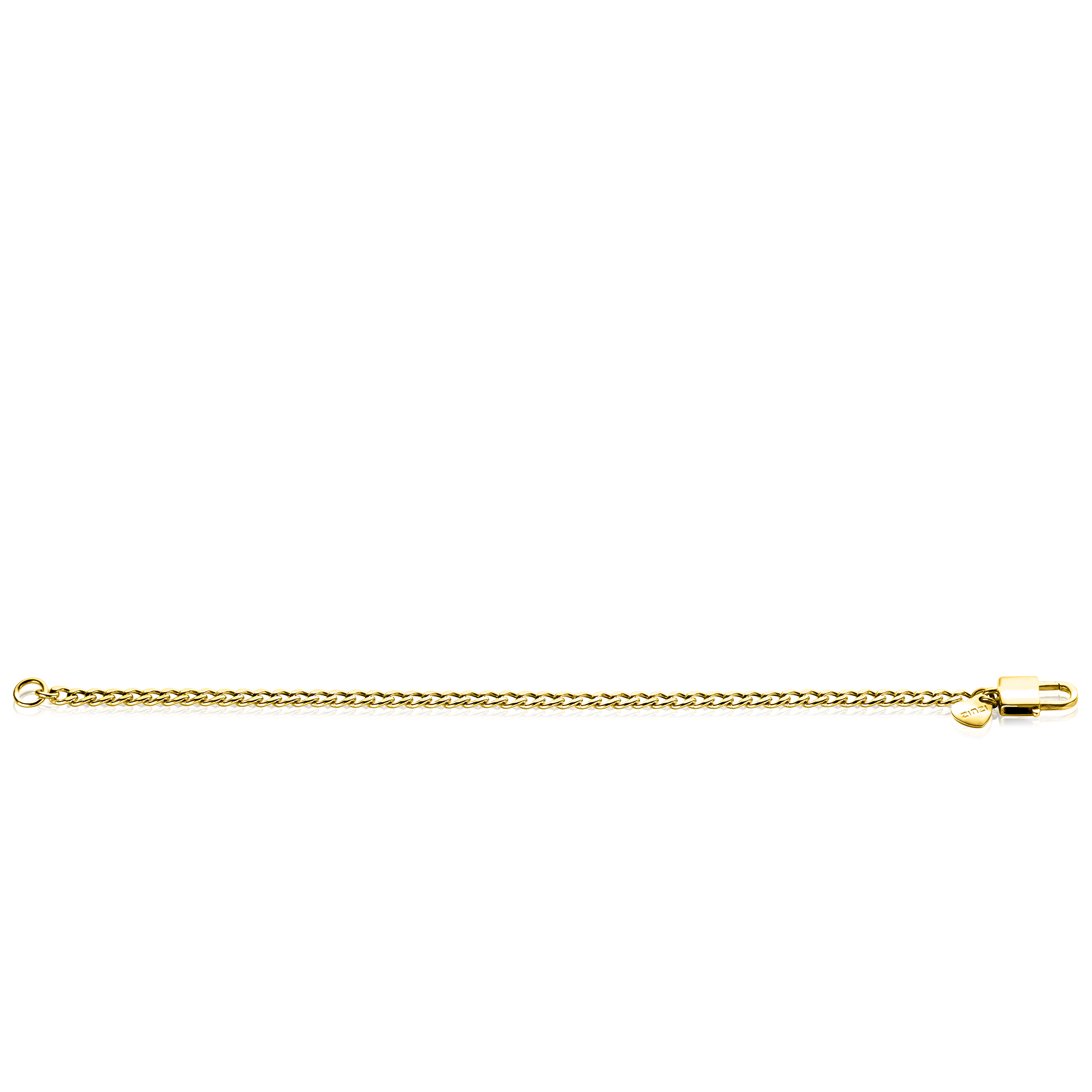 ZINZI Gold Plated Sterling Silver Curb Chain Bracelet width 3,8 mm with Trendy Shiny Lock as Clasp 18,5 cm ZIA2411G