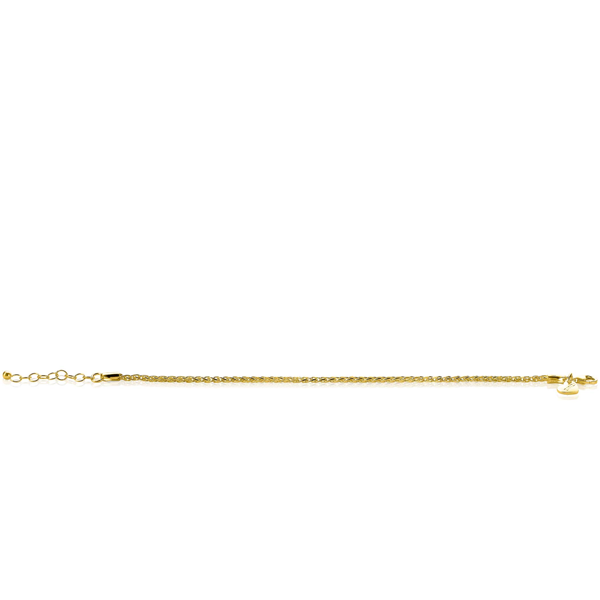 ZINZI Gold Plated Sterling Silver Wheat Chain Bracelet width 2mm ZIA1931G
