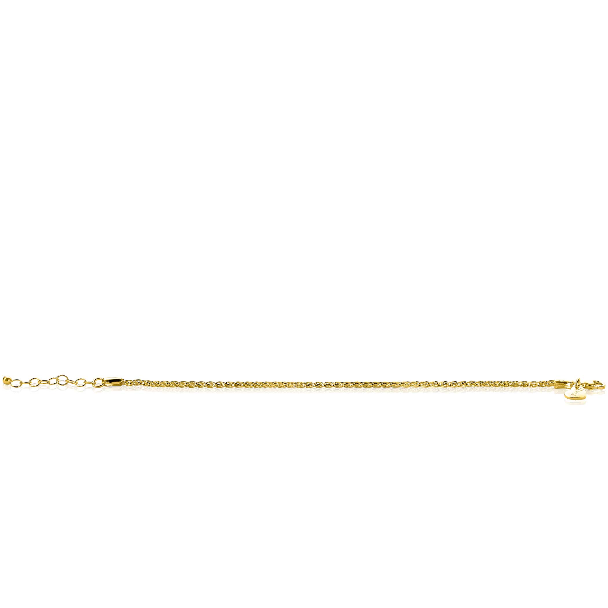 ZINZI Gold Plated Sterling Silver Wheat Chain Bracelet width 2mm ZIA1931G