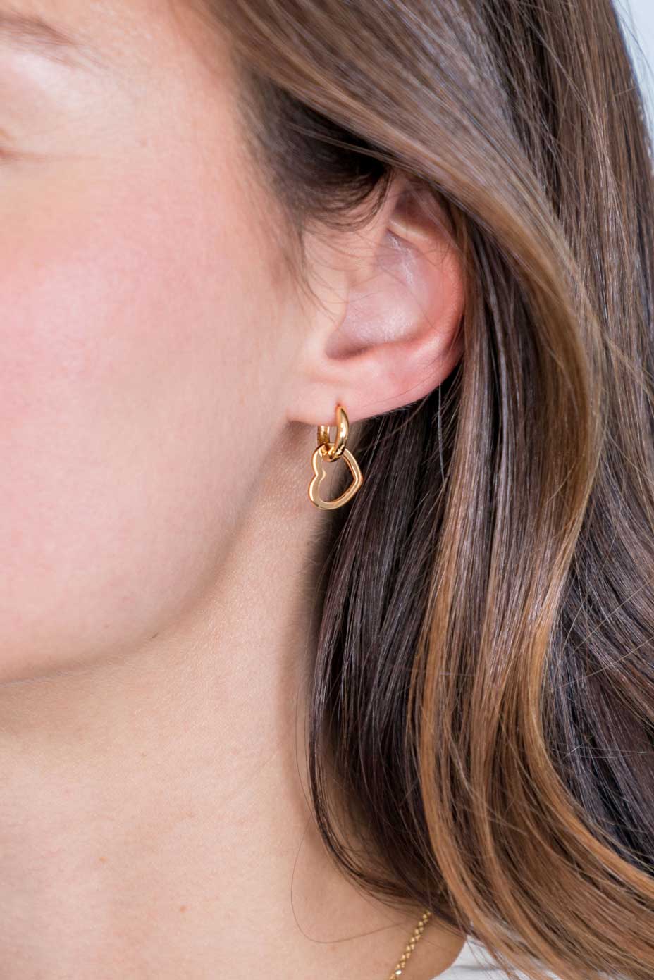 12mm ZINZI Gold Plated Sterling Silver Earrings Pendants Open Heart ZICH2197G (excl. hoop earrings)