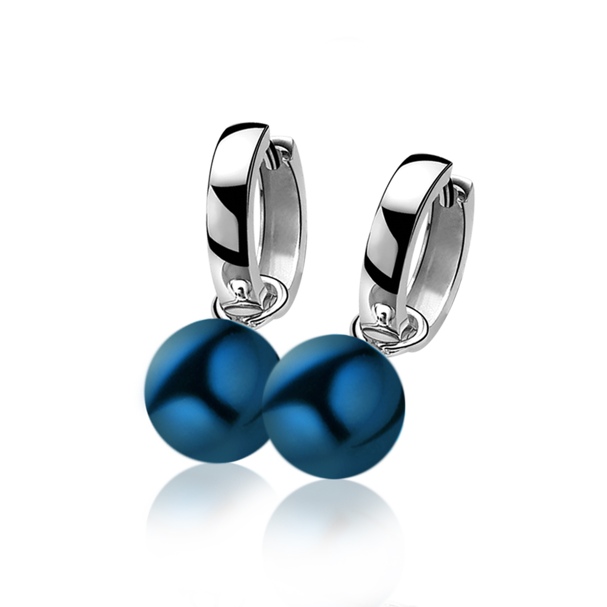10mm ZINZI Sterling Silver Earrings Pendants Pearl Blue ZICH266B (excl. hoop earrings)