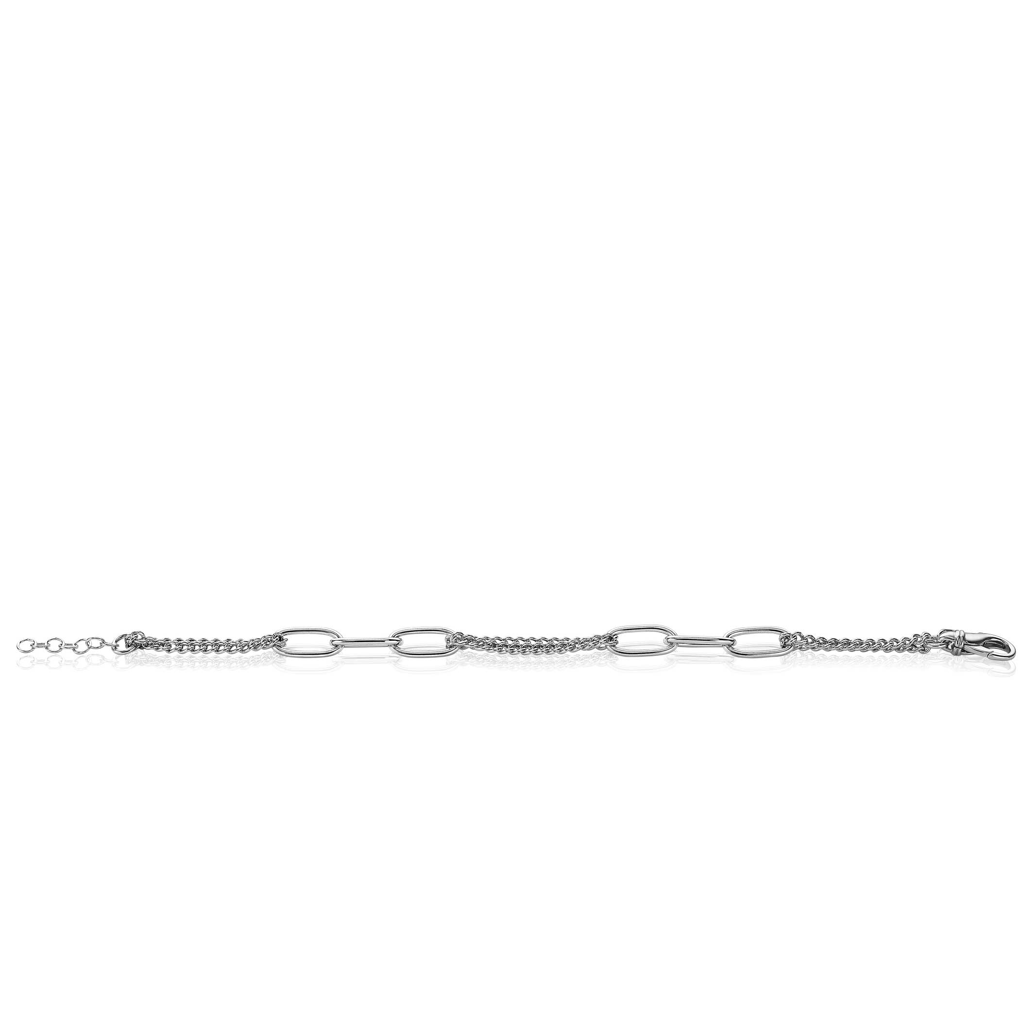ZINZI Sterling Silver Multi-look Bracelet Curb and Oval Chain 18-20cm ZIA2206