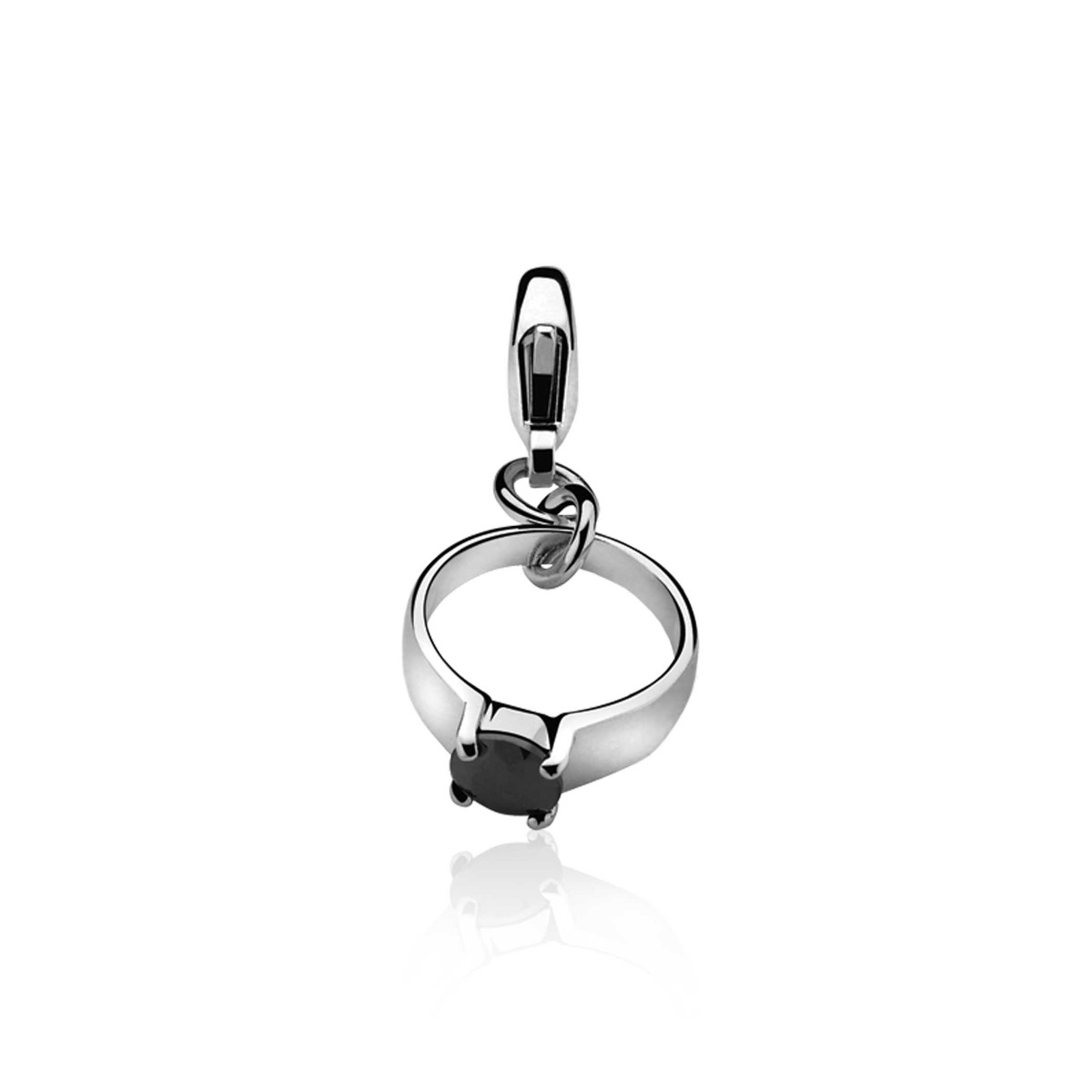 ZINZI Sterling Silver Charm Ring Black CHARMS61Z