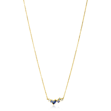 ZINZI 14K Gold Necklace Fine White Light Blue and Dark Blue Zirconias 45cm ZGC381