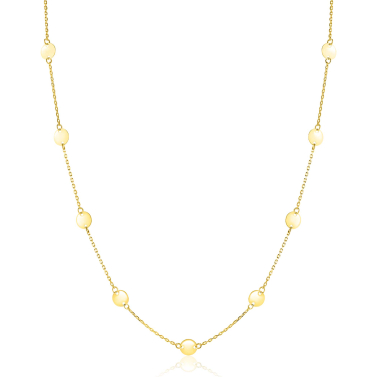 ZINZI Gold 14 carat gold necklace with delicate jasseron links and nine round smooth plates, 5mm wide, 42-45cm ZGC503
