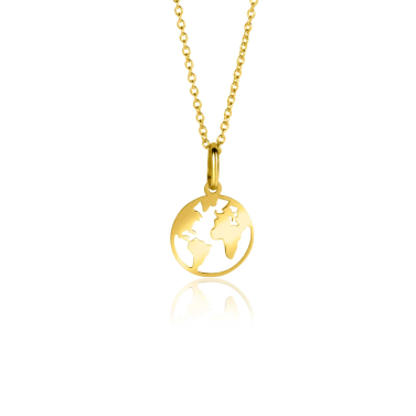 15mm ZINZI 14K Gold Pendant World Map ZGH474 (excl. necklace)