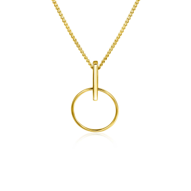 18mm ZINZI 14K Gold Pendant Open Circle and Trendy Bar as Bail ZGH404 (excl. necklace)