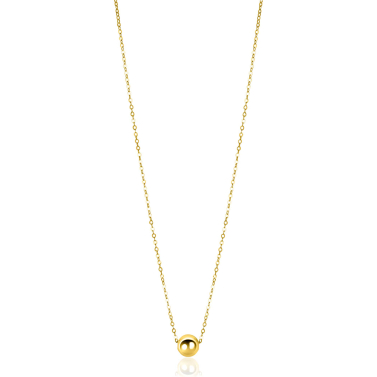 ZINZI Gold 14 carat gold link necklace with elegant smooth bead of 6mm, 42-45cm ZGC505
