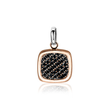 ZINZI Rose Gold Plated Sterling Silver Pendant Square Black ZIH1070N