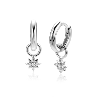 ZINZI zlv. oorbedel fantasie ster met zirconia's