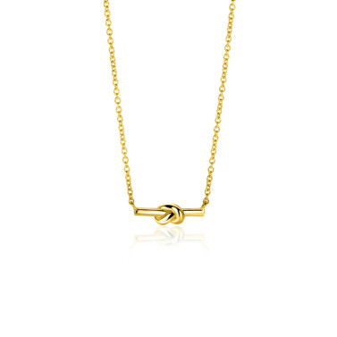 ZINZI gold-plated silver link necklace with bar and trendy knot, 45-48cm, ZIC-BF115G